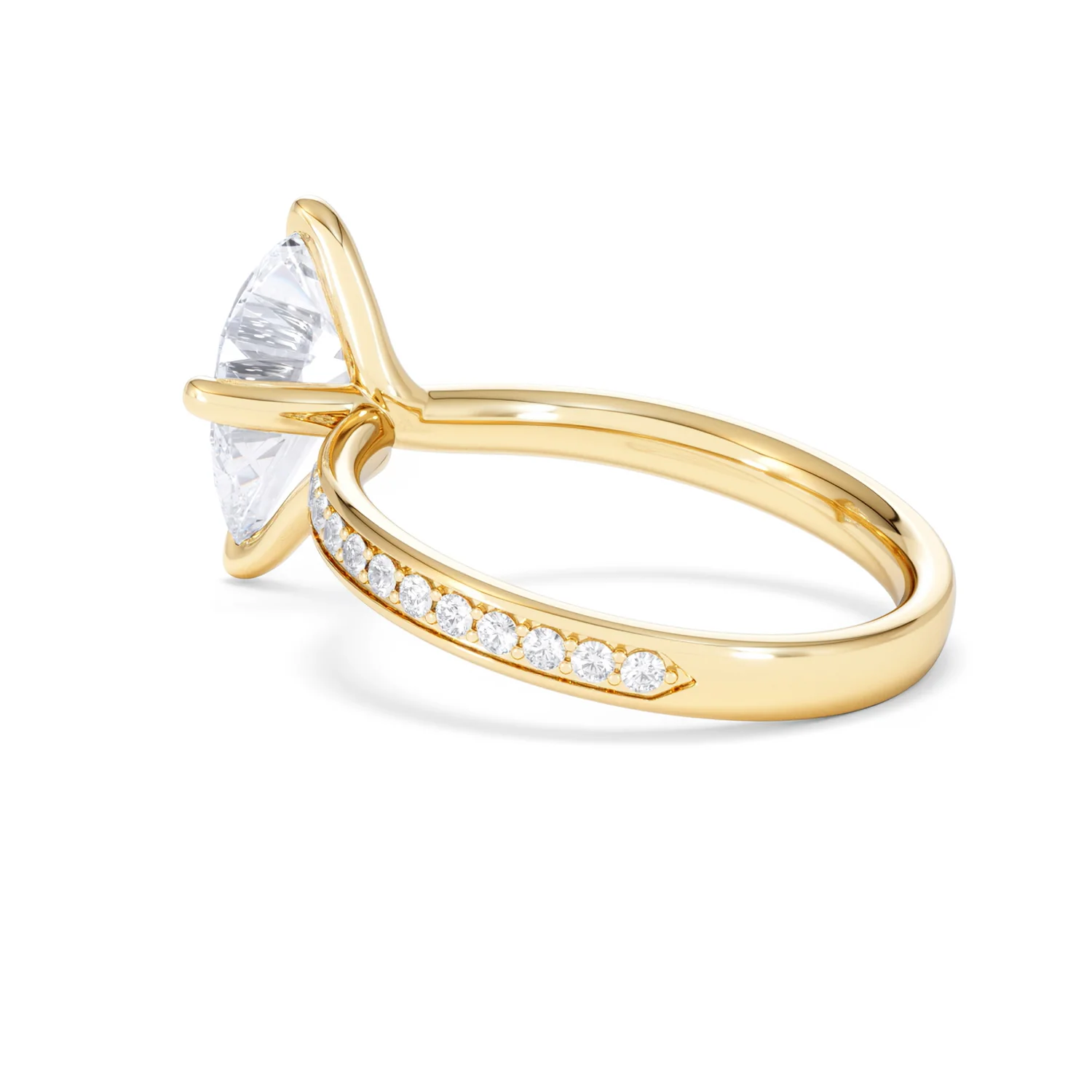 Origin Twist 2.00ct Pear Cut Lab Diamond Solitaire Engagement Ring with Side Stones in 18K Yellow Gold - Image 61
