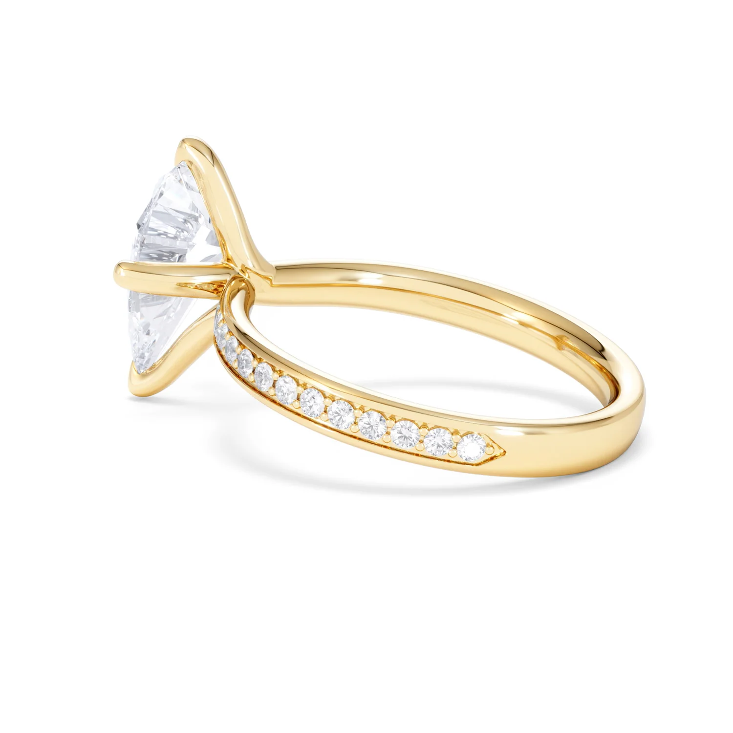 Origin Twist 2.00ct Pear Cut Lab Diamond Solitaire Engagement Ring with Side Stones in 18K Yellow Gold - Image 63