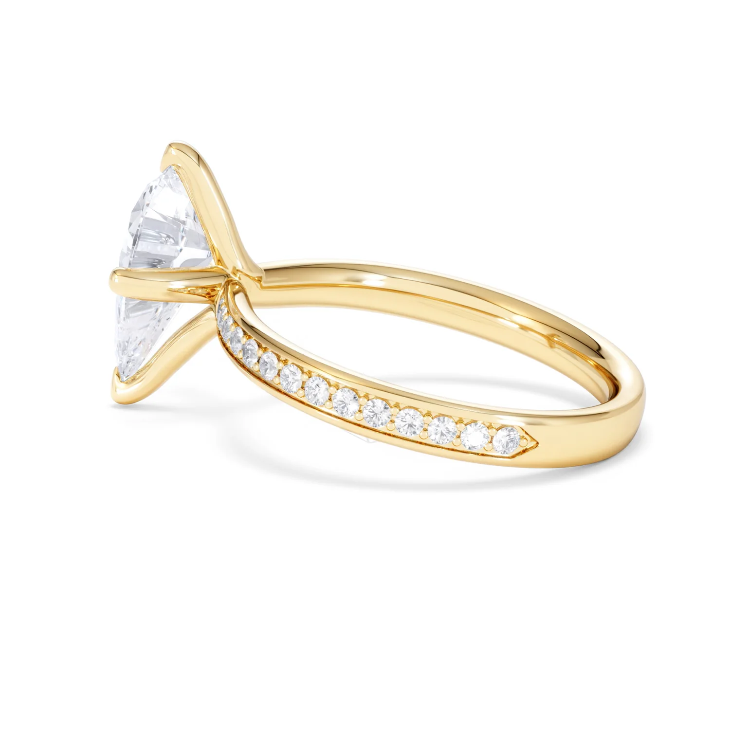 Origin Twist 2.00ct Pear Cut Lab Diamond Solitaire Engagement Ring with Side Stones in 18K Yellow Gold - Image 65