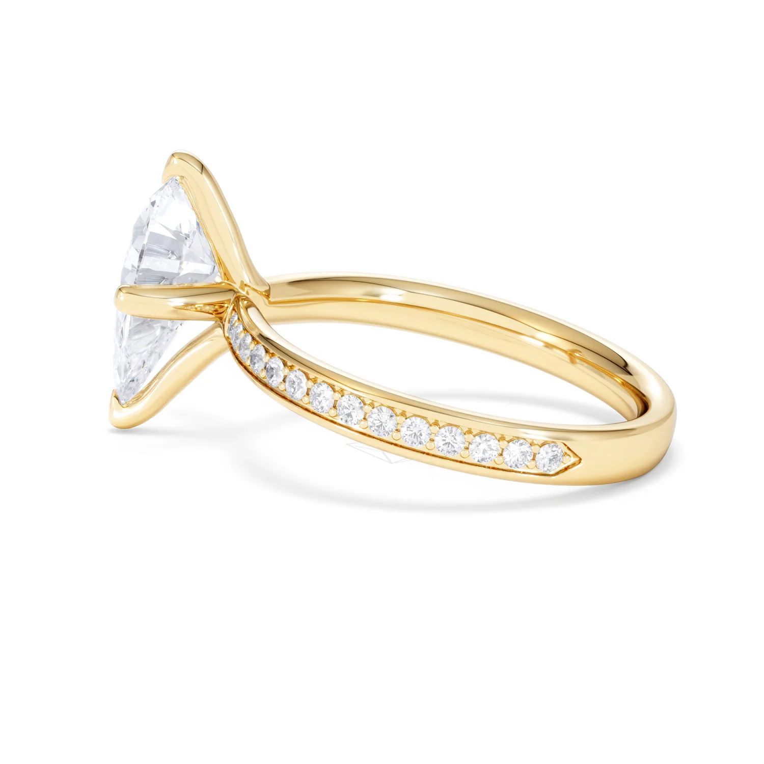 Origin Twist 2.00ct Pear Cut Lab Diamond Solitaire Engagement Ring with Side Stones in 18K Yellow Gold - Image 66