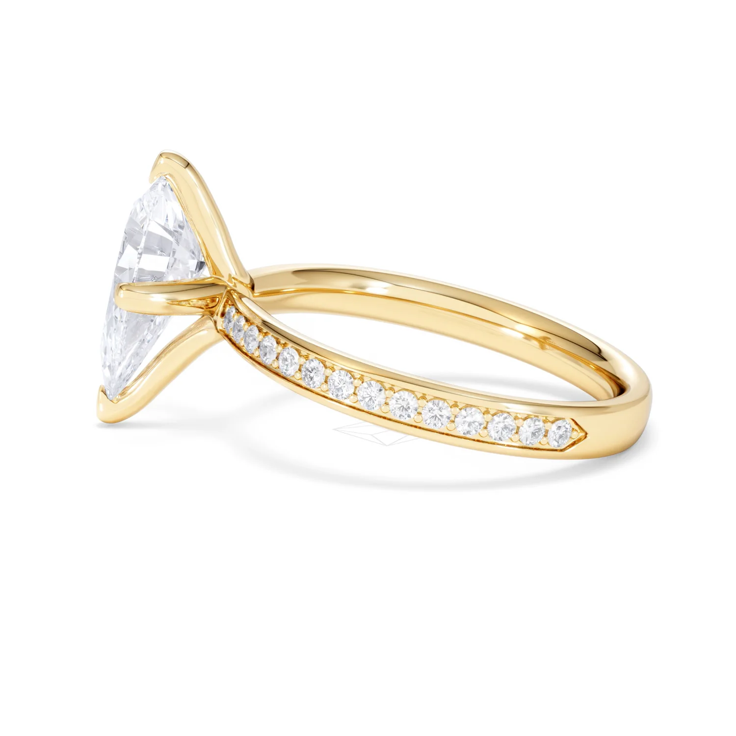 Origin Twist 2.00ct Pear Cut Lab Diamond Solitaire Engagement Ring with Side Stones in 18K Yellow Gold - Image 68
