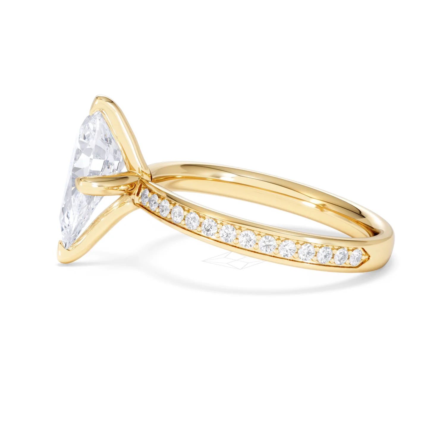 Origin Twist 2.00ct Pear Cut Lab Diamond Solitaire Engagement Ring with Side Stones in 18K Yellow Gold - Image 70