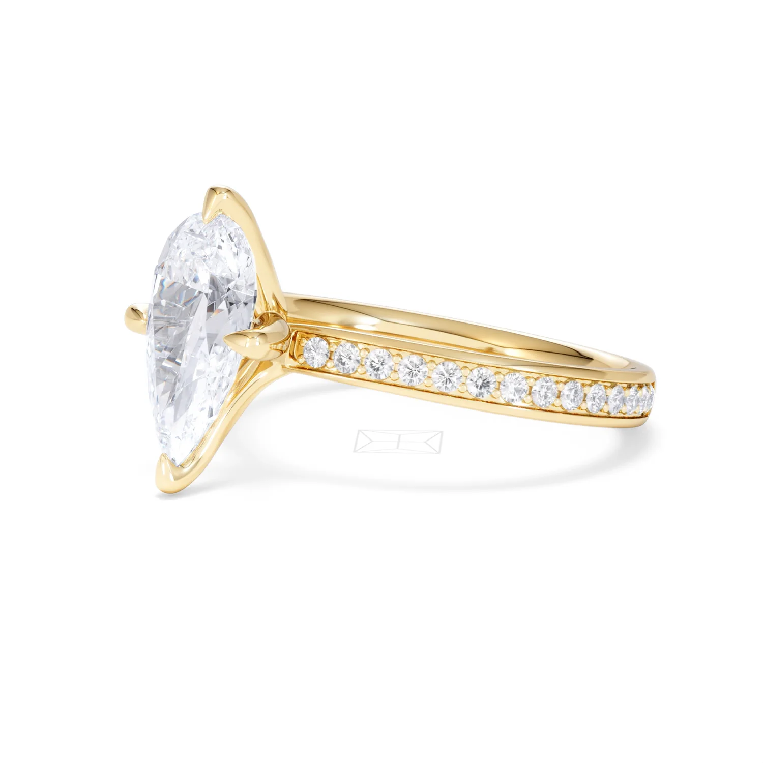 Origin Twist 2.00ct Pear Cut Lab Diamond Solitaire Engagement Ring with Side Stones in 18K Yellow Gold - Image 78