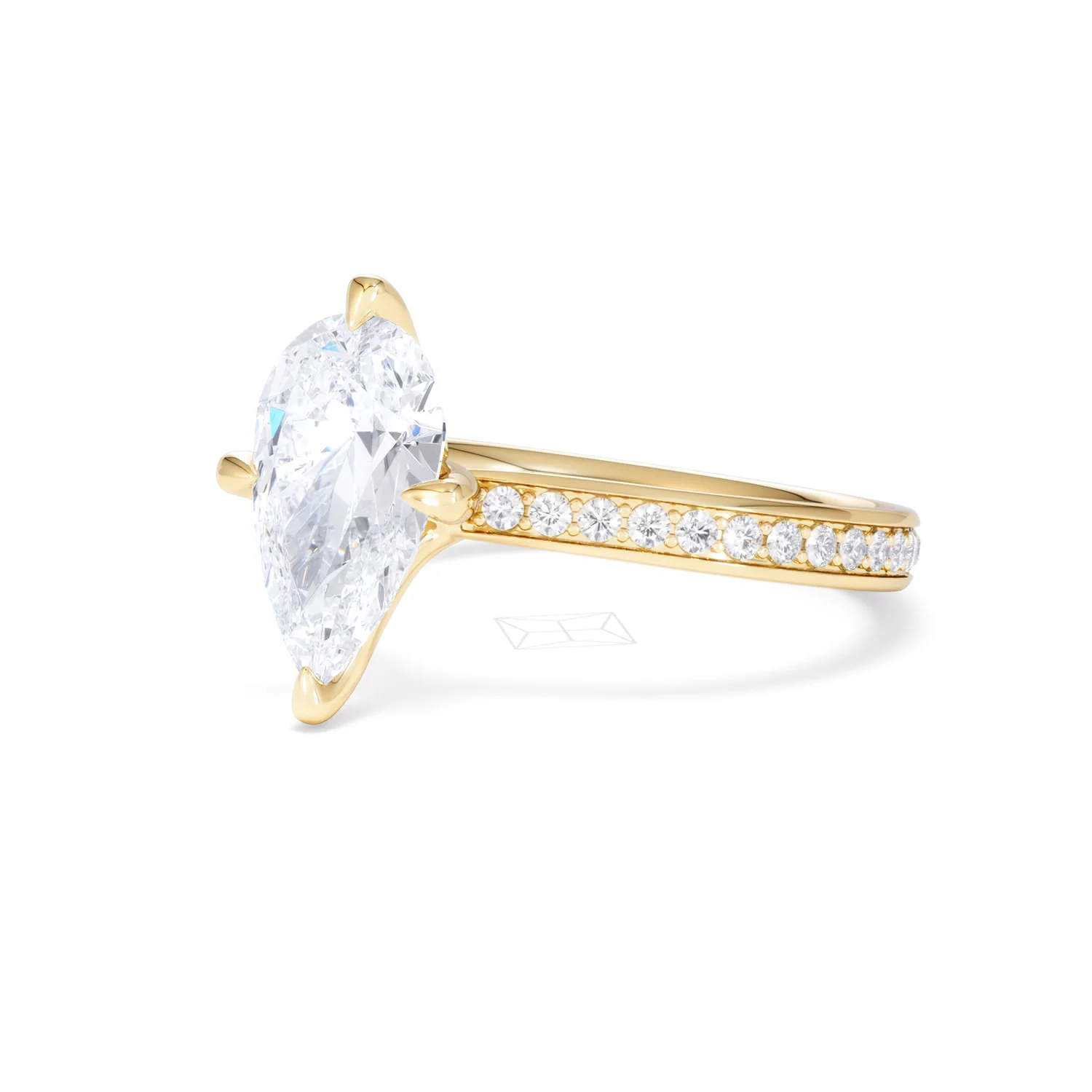 Origin Twist 2.00ct Pear Cut Lab Diamond Solitaire Engagement Ring with Side Stones in 18K Yellow Gold - Image 81