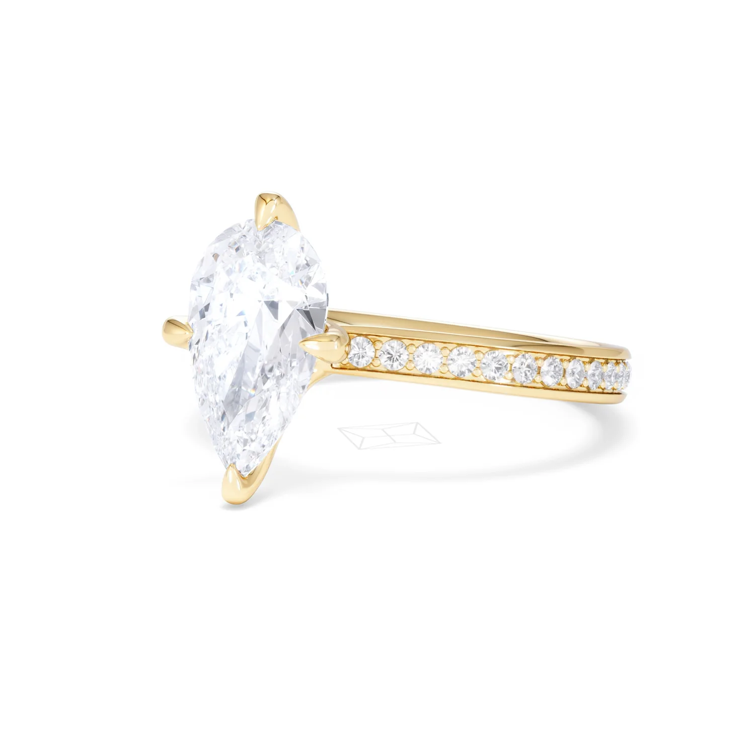 Origin Twist 2.00ct Pear Cut Lab Diamond Solitaire Engagement Ring with Side Stones in 18K Yellow Gold - Image 82