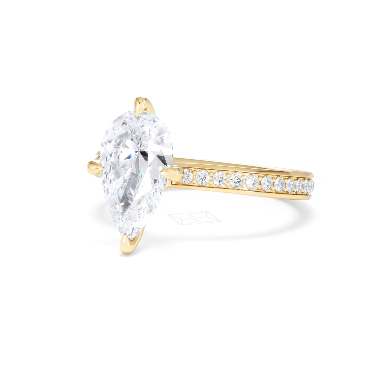 Origin Twist 2.00ct Pear Cut Lab Diamond Solitaire Engagement Ring with Side Stones in 18K Yellow Gold - Image 83