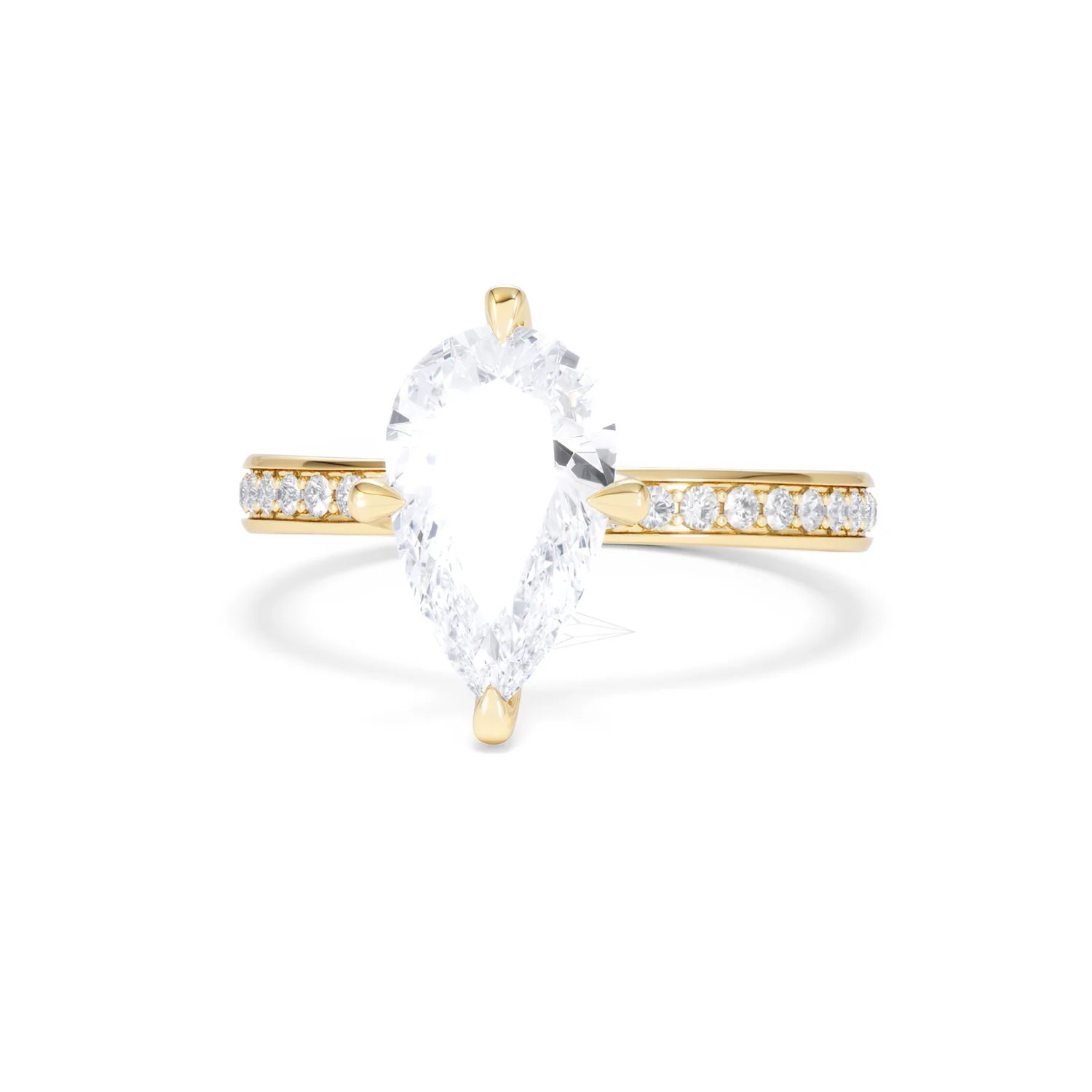 Origin Twist 2.00ct Pear Cut Lab Diamond Solitaire Engagement Ring with Side Stones in 18K Yellow Gold - Image 87