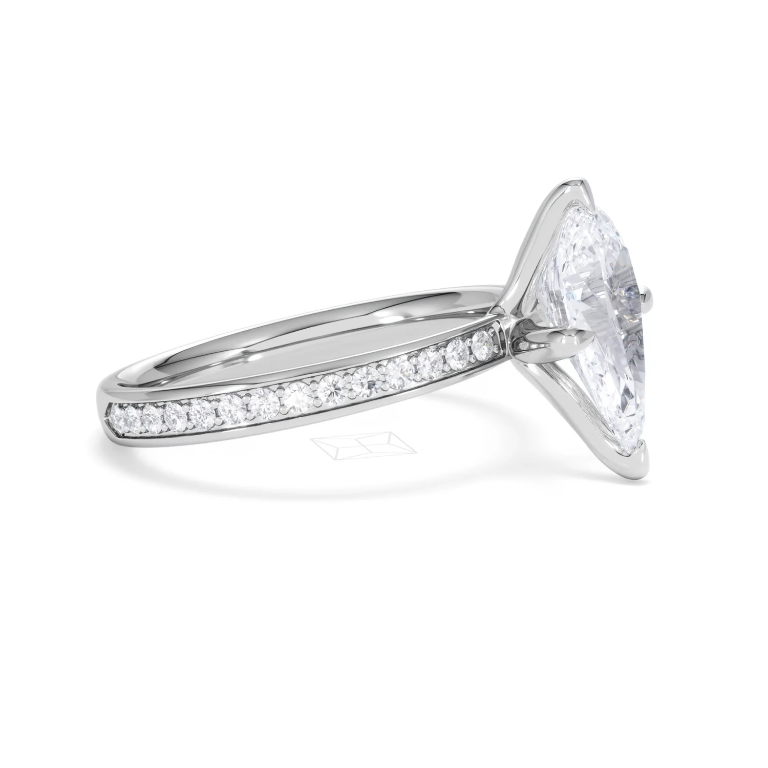 Origin Twist 2.00ct Pear Cut Lab Diamond Solitaire Engagement Ring with Side Stones in Platinum - Image 23