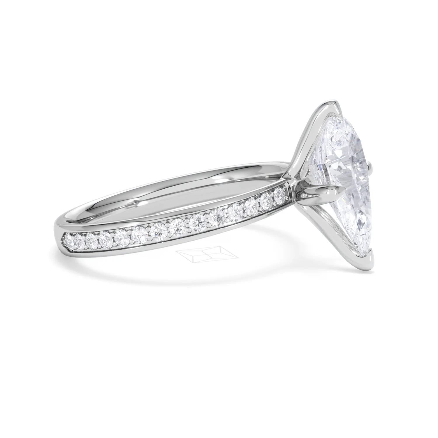 Origin Twist 2.00ct Pear Cut Lab Diamond Solitaire Engagement Ring with Side Stones in Platinum - Image 24