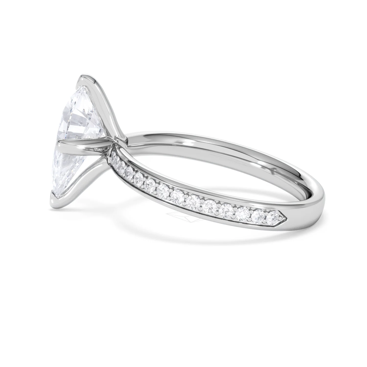 Origin Twist 2.00ct Pear Cut Lab Diamond Solitaire Engagement Ring with Side Stones in Platinum - Image 67