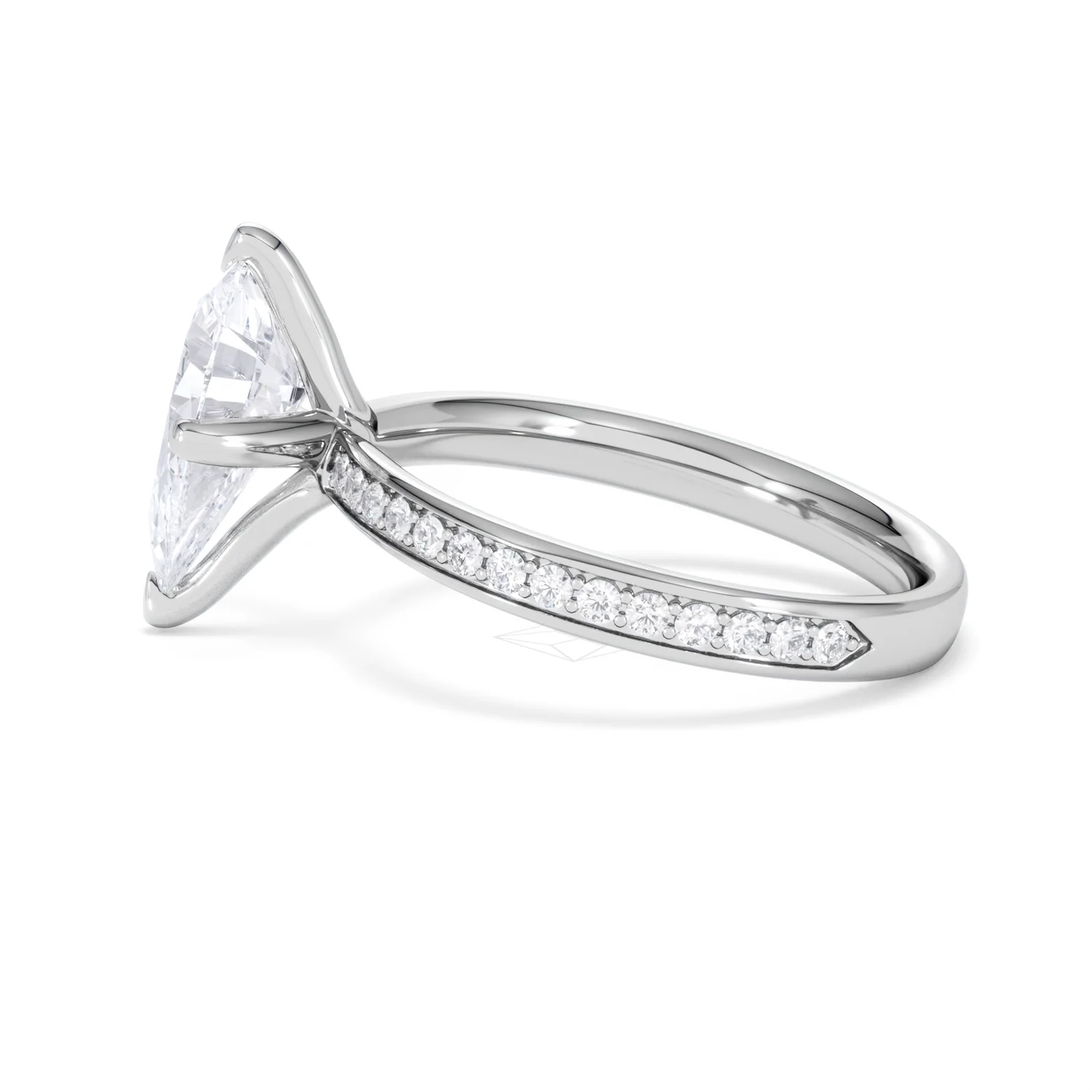 Origin Twist 2.00ct Pear Cut Lab Diamond Solitaire Engagement Ring with Side Stones in Platinum - Image 68