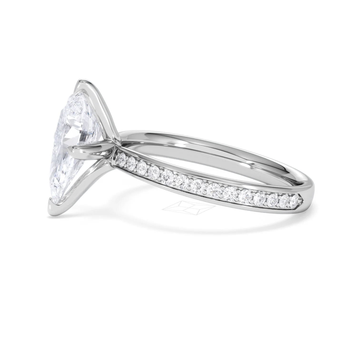 Origin Twist 2.00ct Pear Cut Lab Diamond Solitaire Engagement Ring with Side Stones in Platinum - Image 72