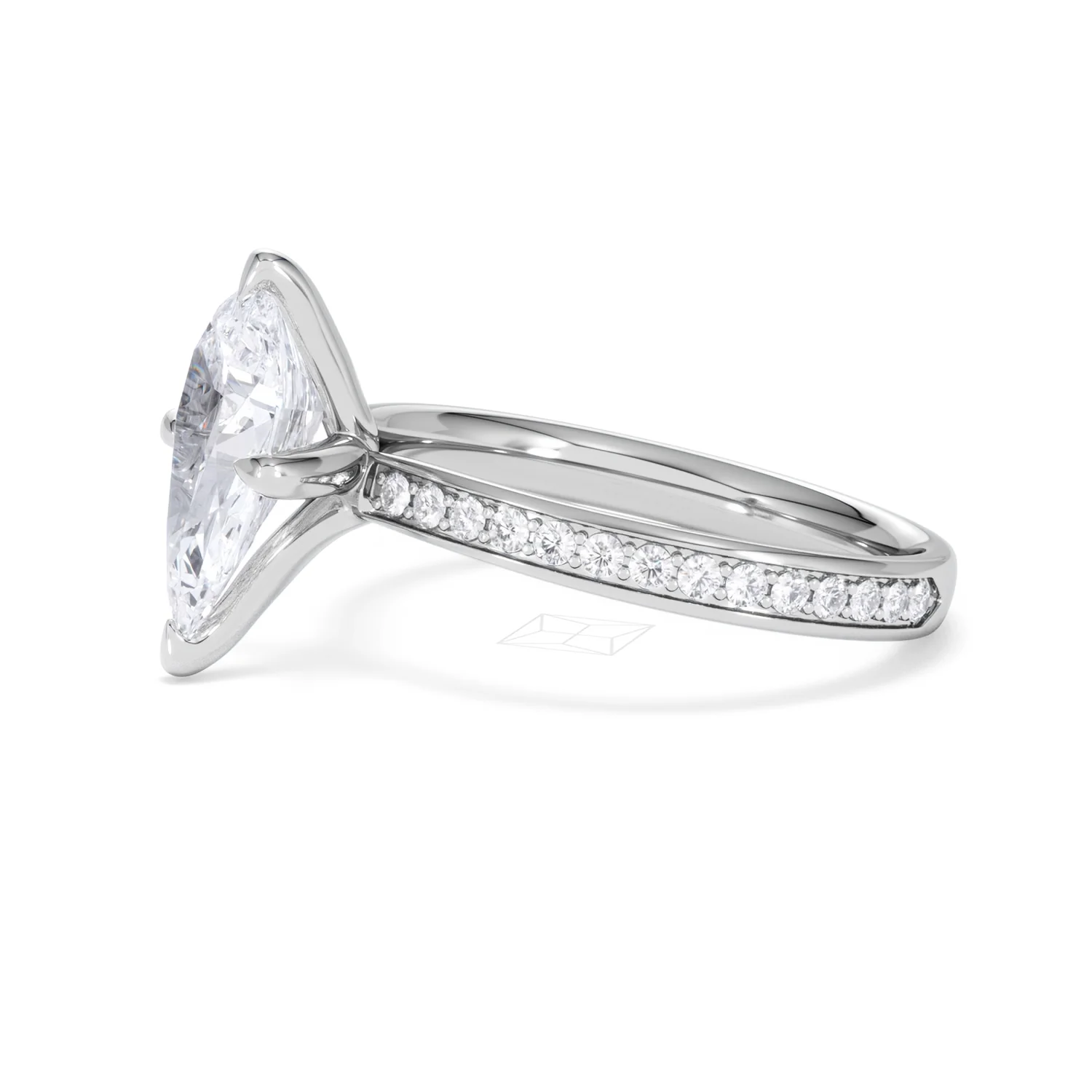 Origin Twist 2.00ct Pear Cut Lab Diamond Solitaire Engagement Ring with Side Stones in Platinum - Image 74