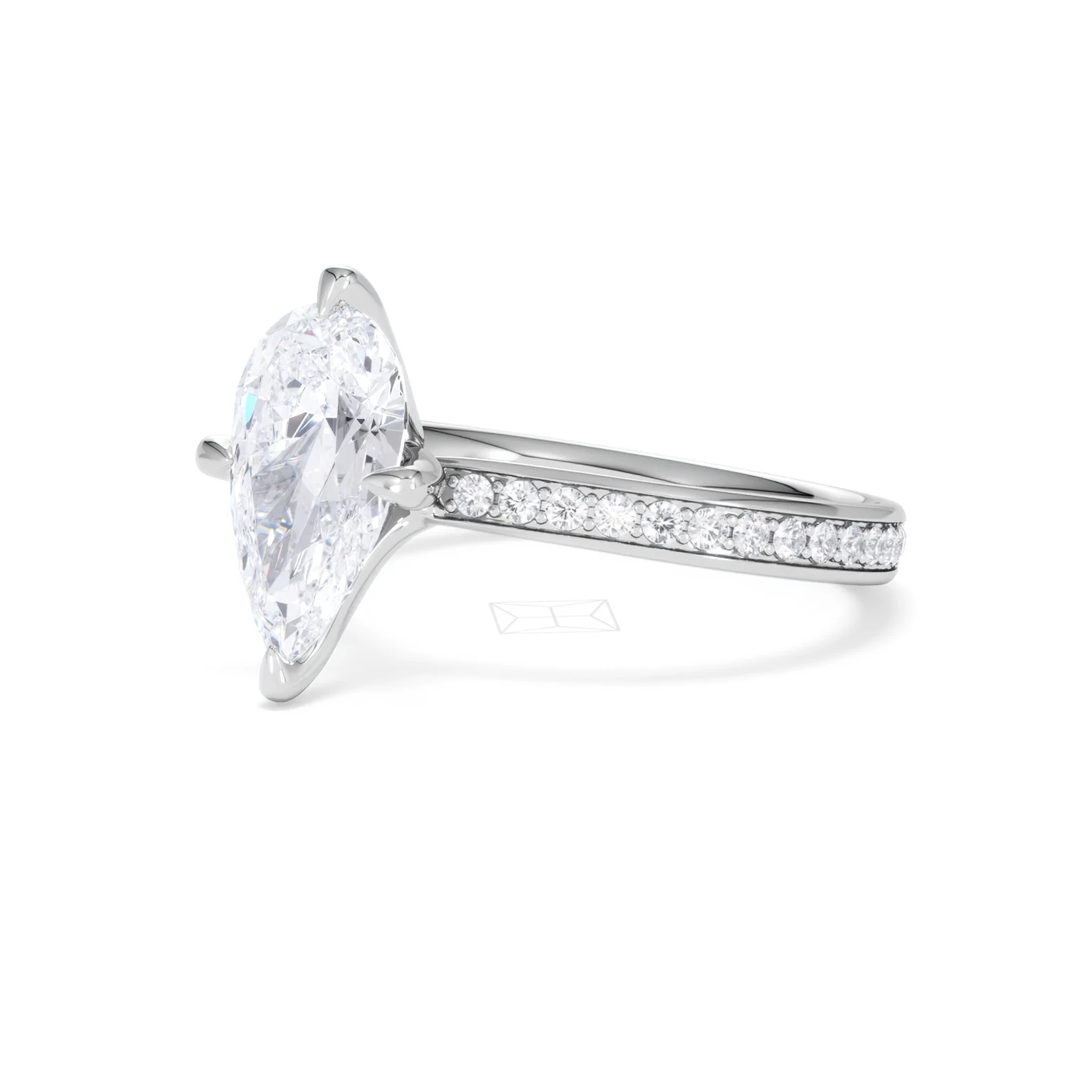 Origin Twist 2.00ct Pear Cut Lab Diamond Solitaire Engagement Ring with Side Stones in Platinum - Image 80