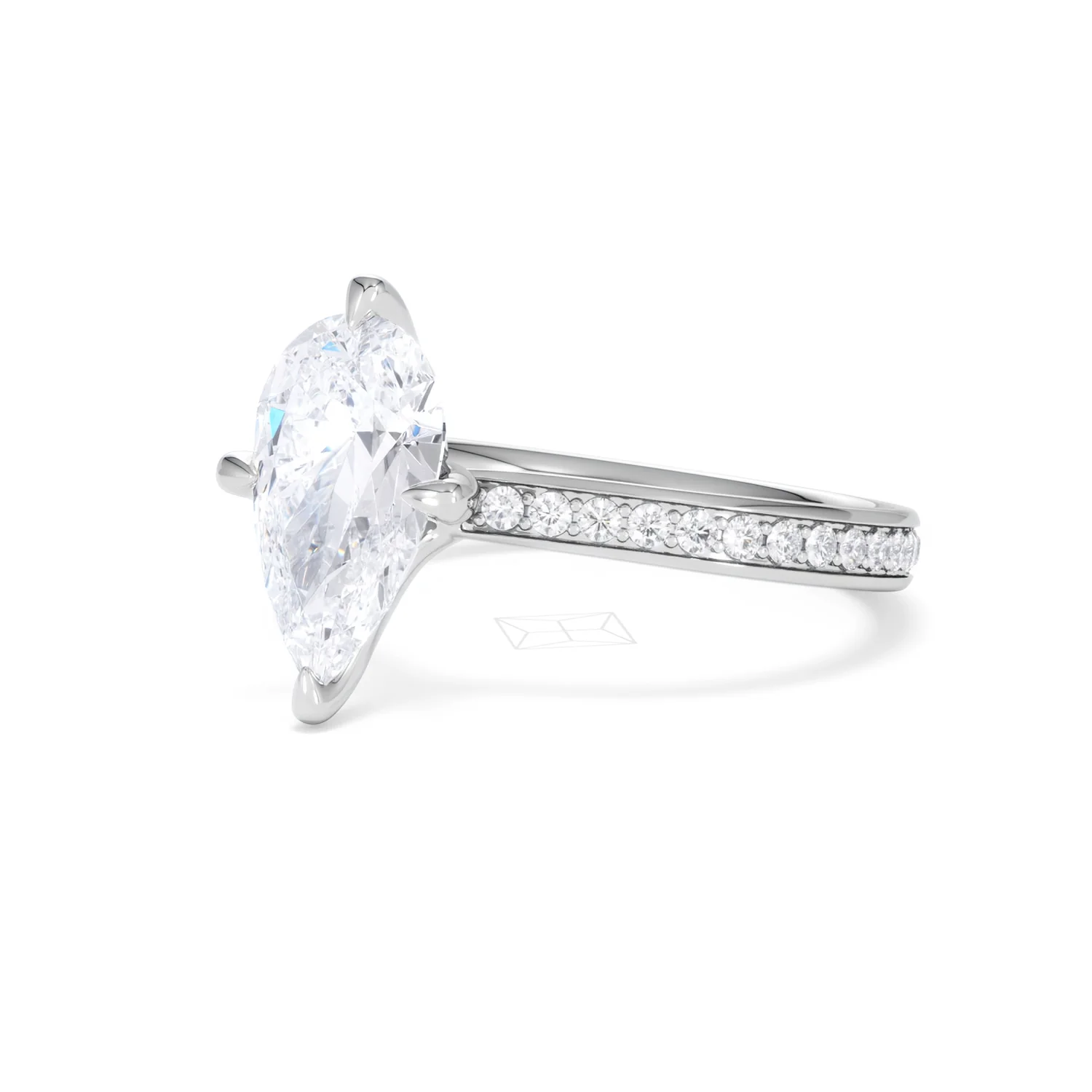 Origin Twist 2.00ct Pear Cut Lab Diamond Solitaire Engagement Ring with Side Stones in Platinum - Image 81