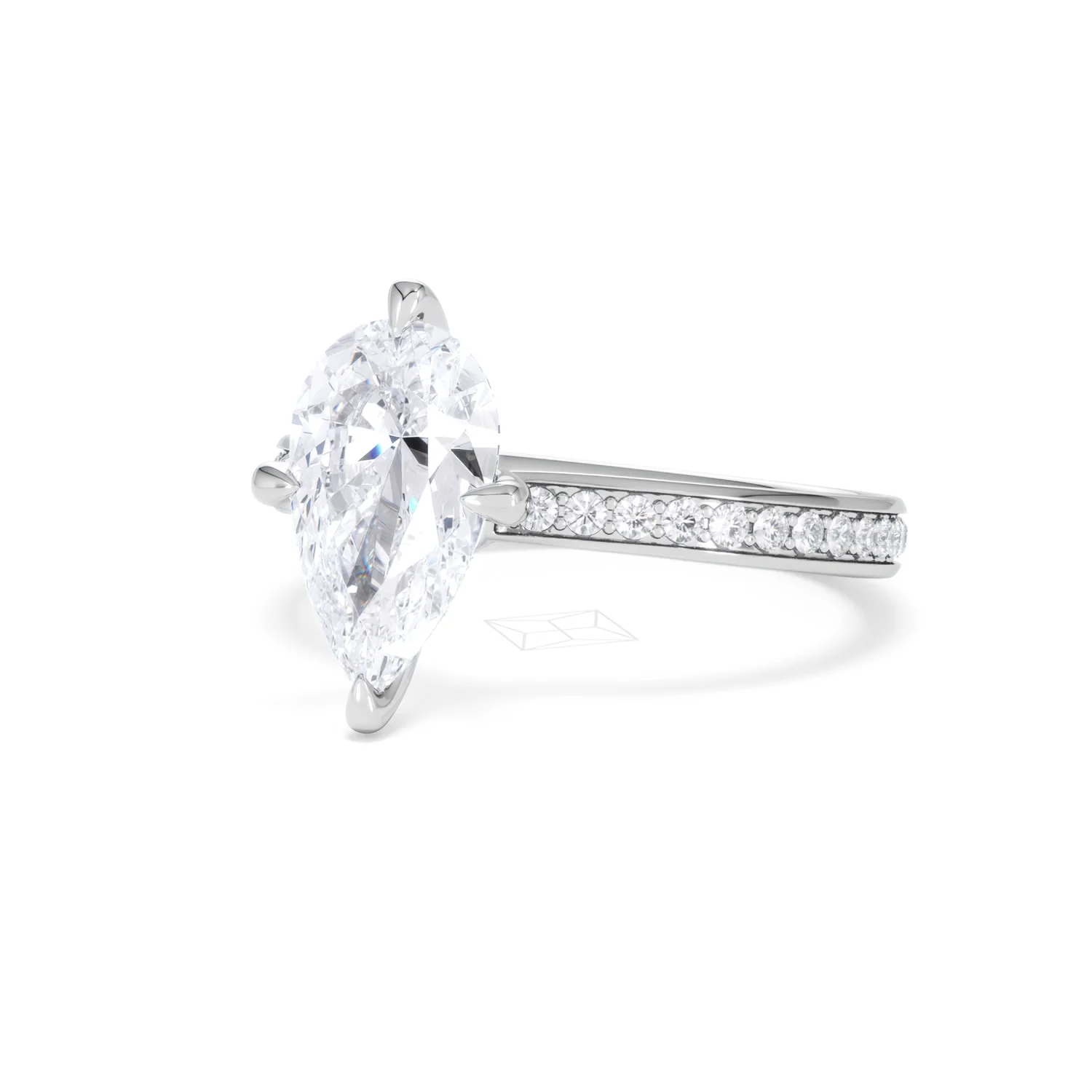 Origin Twist 2.00ct Pear Cut Lab Diamond Solitaire Engagement Ring with Side Stones in Platinum - Image 83