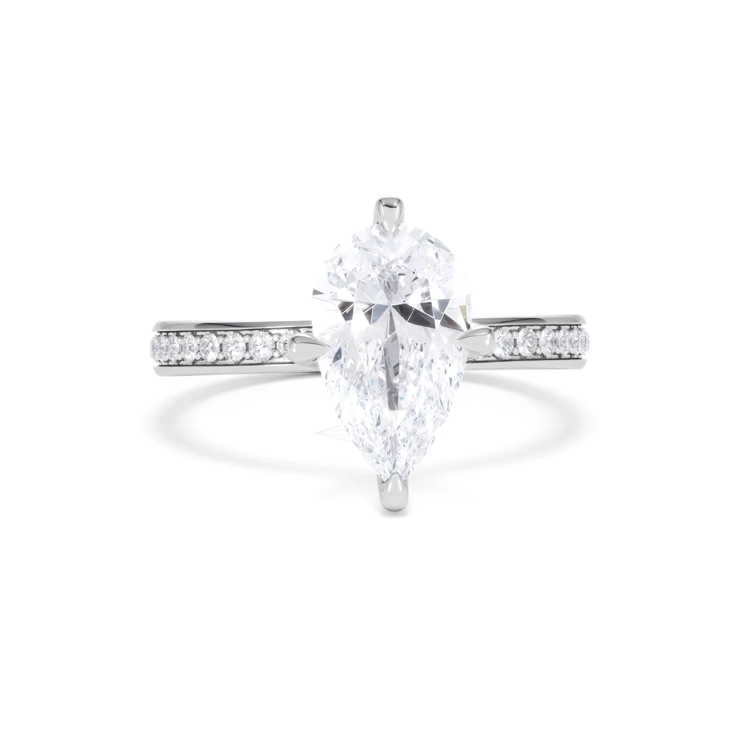 Origin Twist 2.00ct Pear Cut Lab Diamond Solitaire Engagement Ring with Side Stones in Platinum - Image 11
