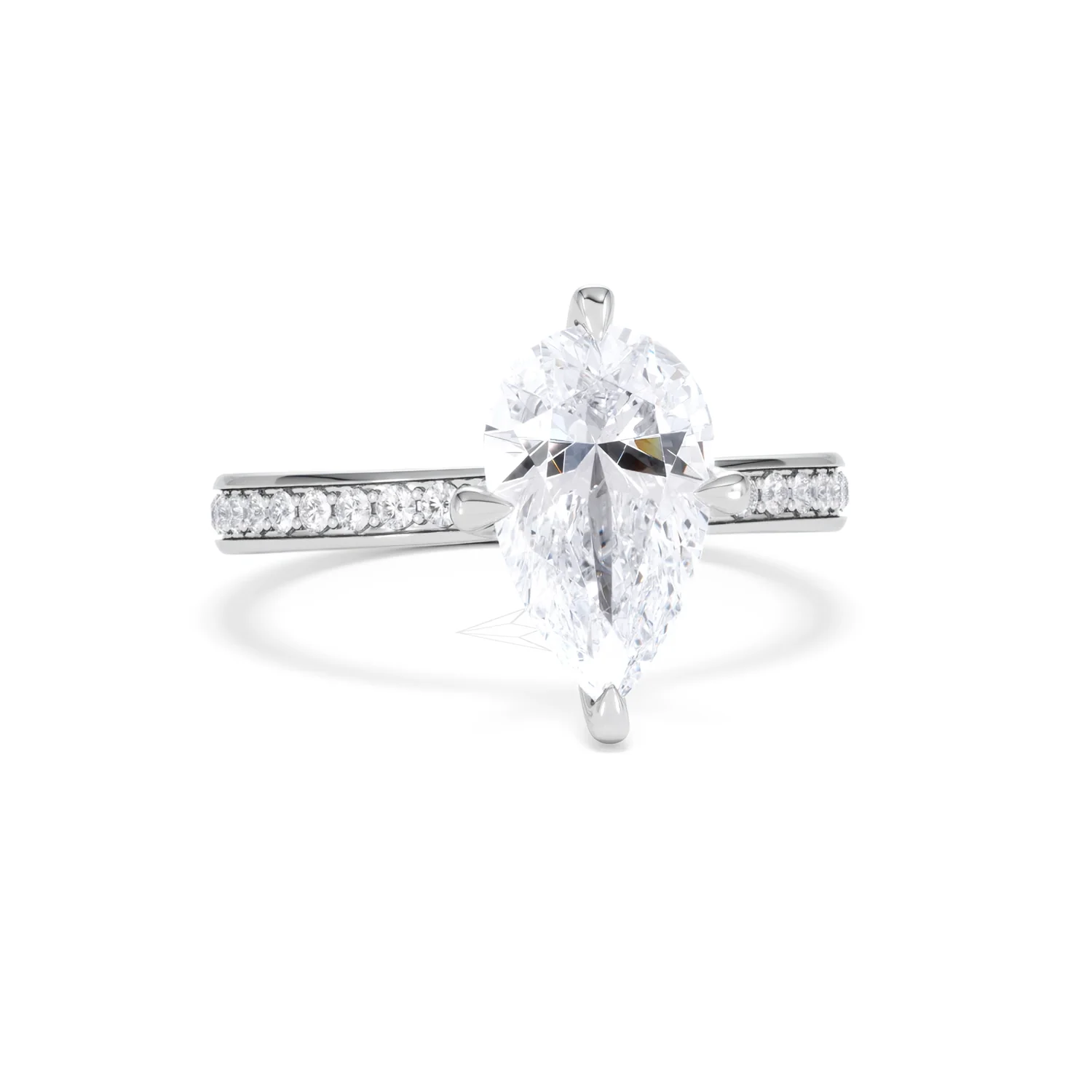 Origin Twist 2.00ct Pear Cut Lab Diamond Solitaire Engagement Ring with Side Stones in Platinum - Image 12