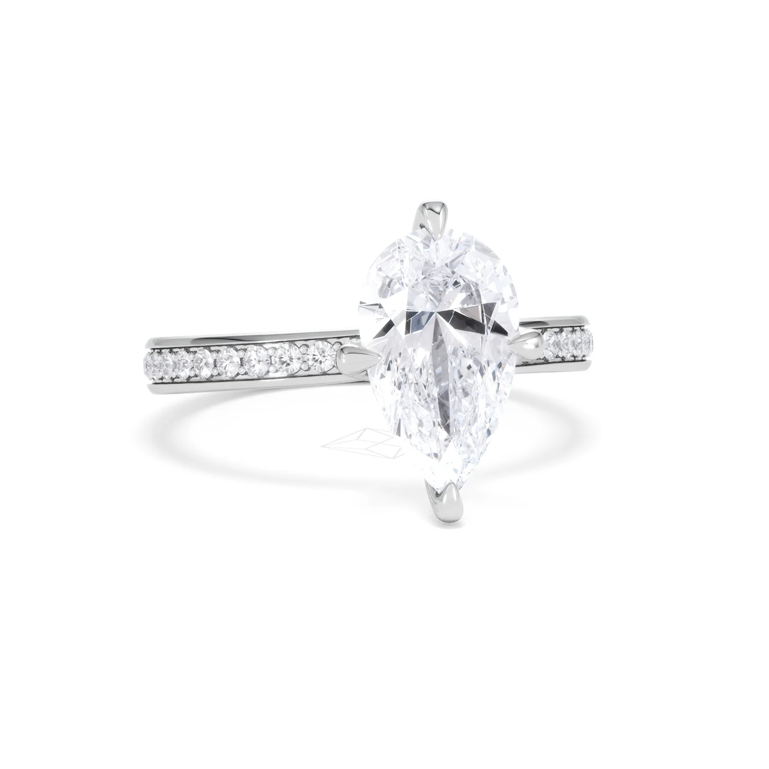 Origin Twist 2.00ct Pear Cut Lab Diamond Solitaire Engagement Ring with Side Stones in Platinum - Image 15