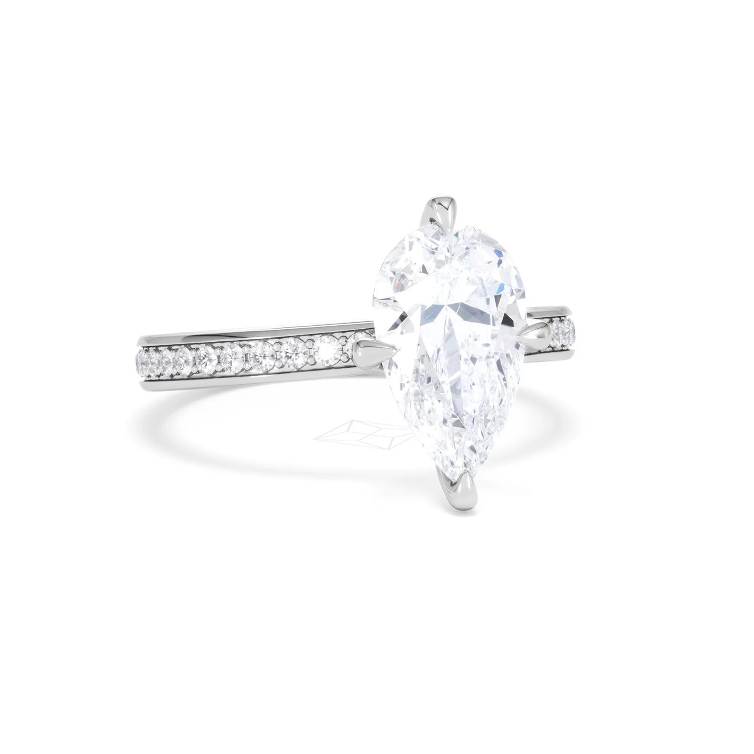 Origin Twist 2.00ct Pear Cut Lab Diamond Solitaire Engagement Ring with Side Stones in Platinum - Image 17