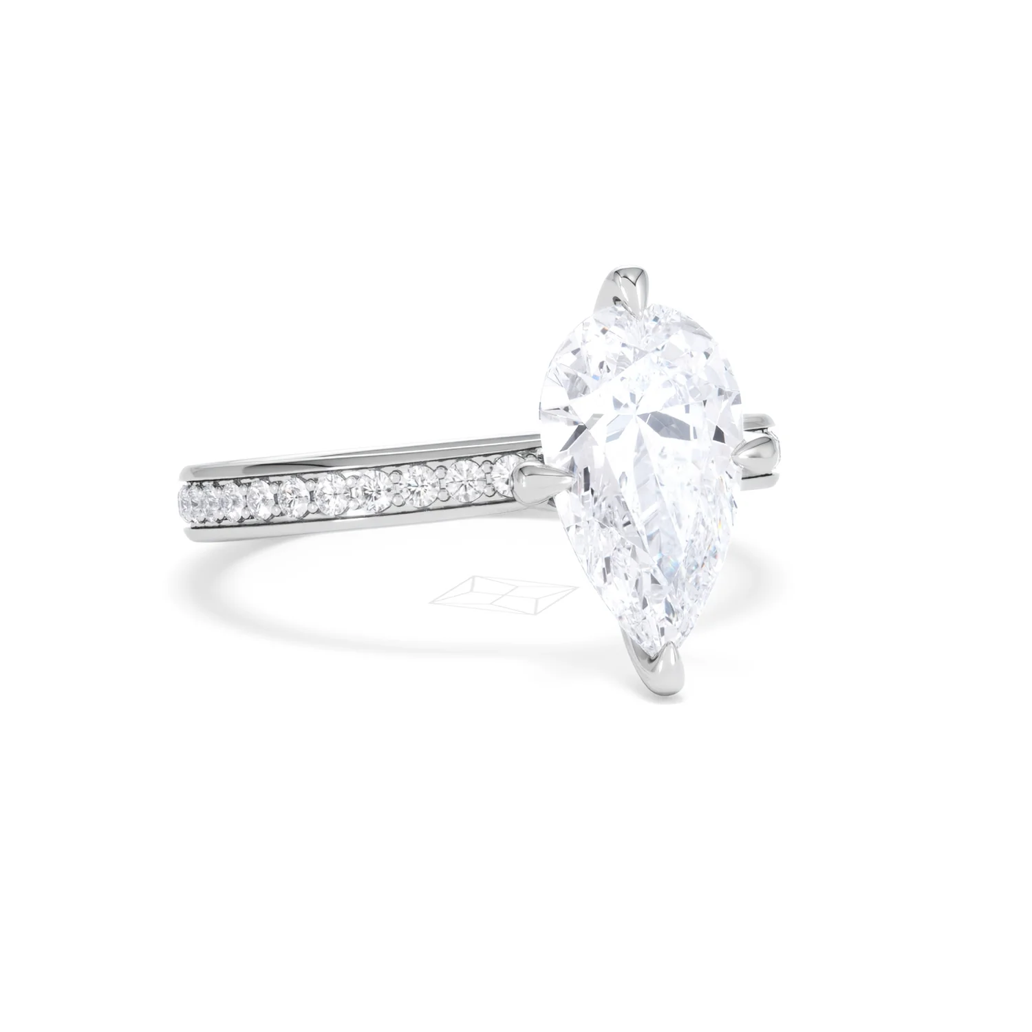 Origin Twist 2.00ct Pear Cut Lab Diamond Solitaire Engagement Ring with Side Stones in Platinum - Image 18