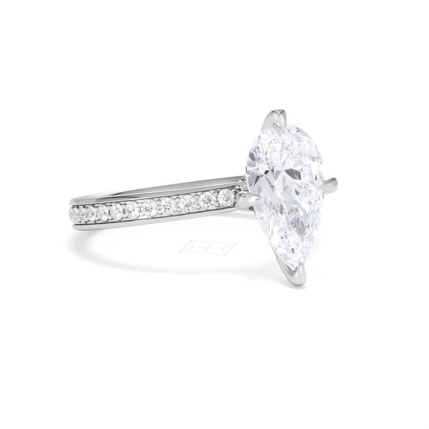 Origin Twist 2.00ct Pear Cut Lab Diamond Solitaire Engagement Ring with Side Stones in Platinum - Image 22