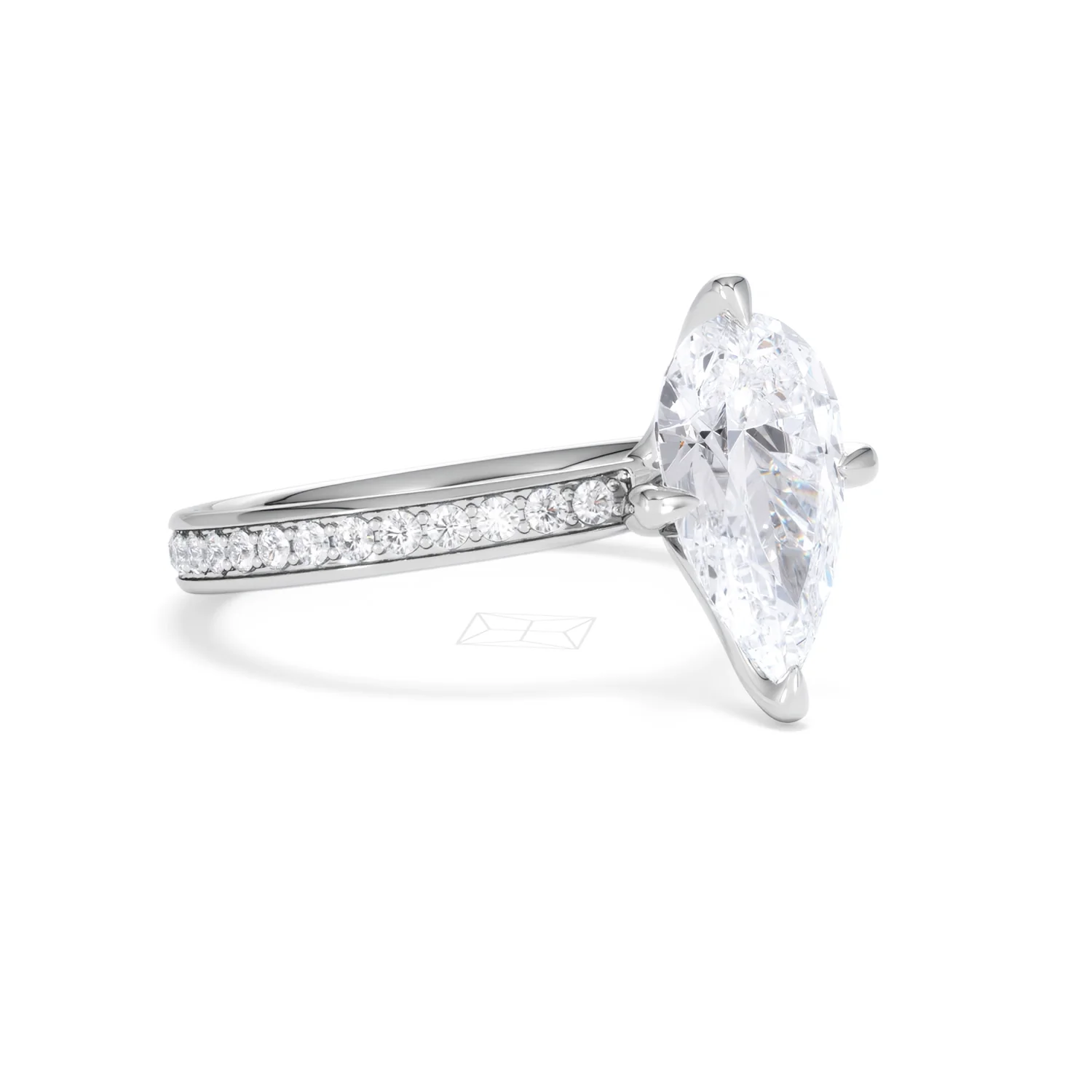 Origin Twist 2.00ct Pear Cut Lab Diamond Solitaire Engagement Ring with Side Stones in Platinum - Image 24