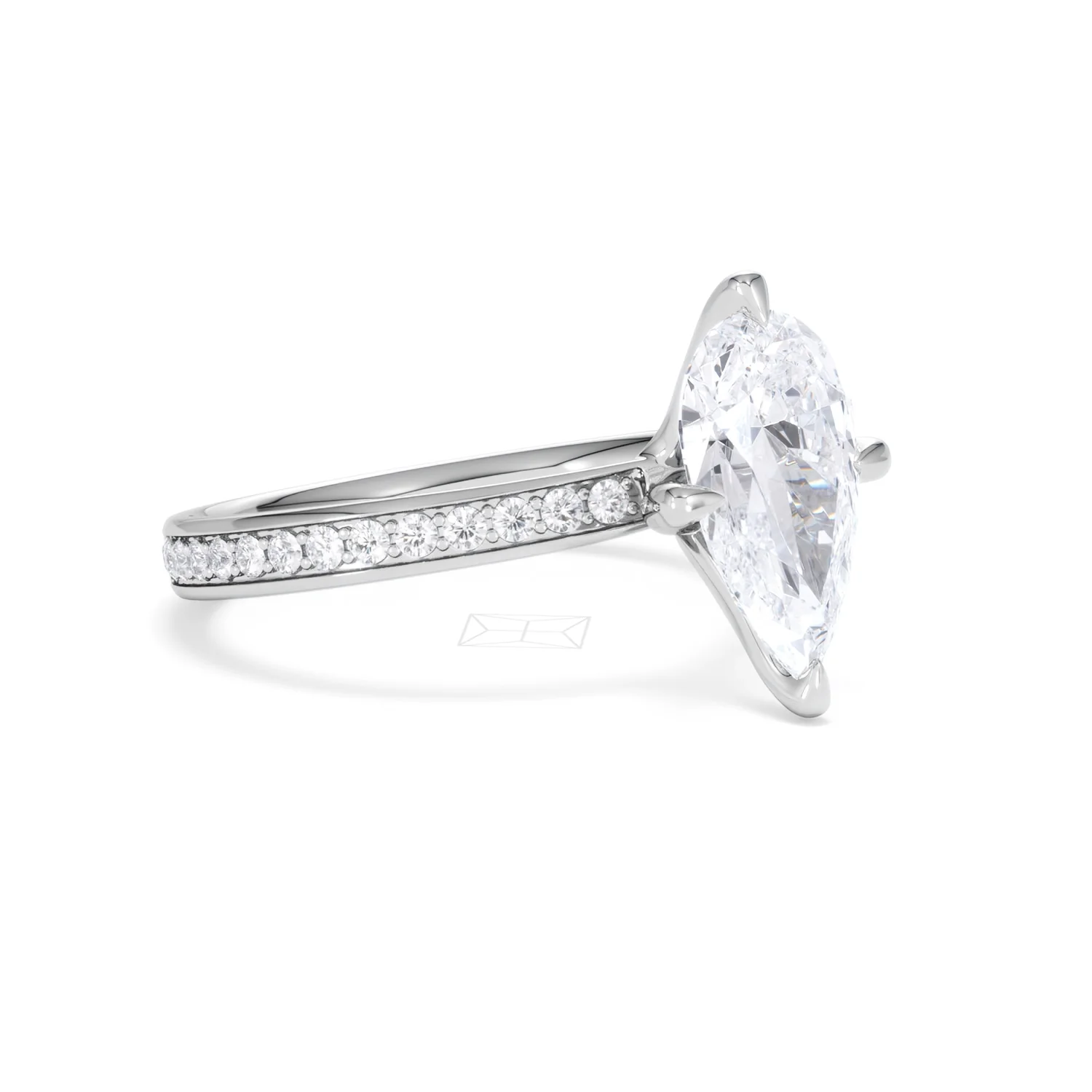 Origin Twist 2.00ct Pear Cut Lab Diamond Solitaire Engagement Ring with Side Stones in Platinum - Image 26
