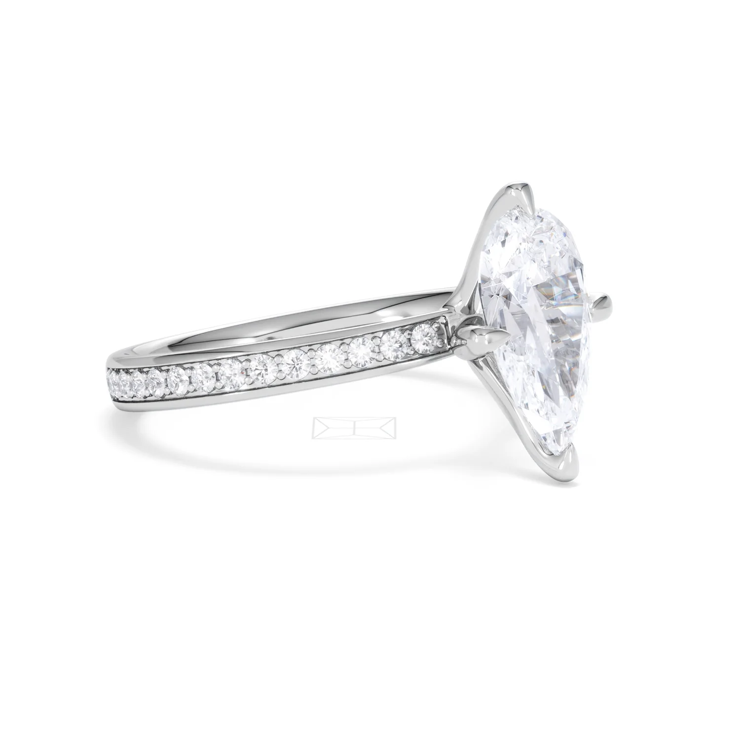 Origin Twist 2.00ct Pear Cut Lab Diamond Solitaire Engagement Ring with Side Stones in Platinum - Image 29
