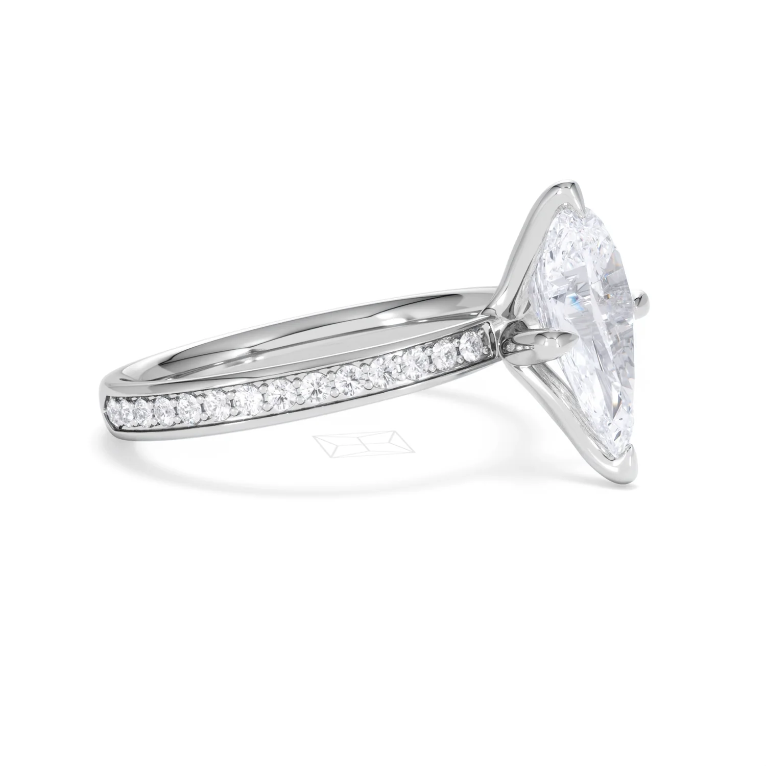 Origin Twist 2.00ct Pear Cut Lab Diamond Solitaire Engagement Ring with Side Stones in Platinum - Image 34
