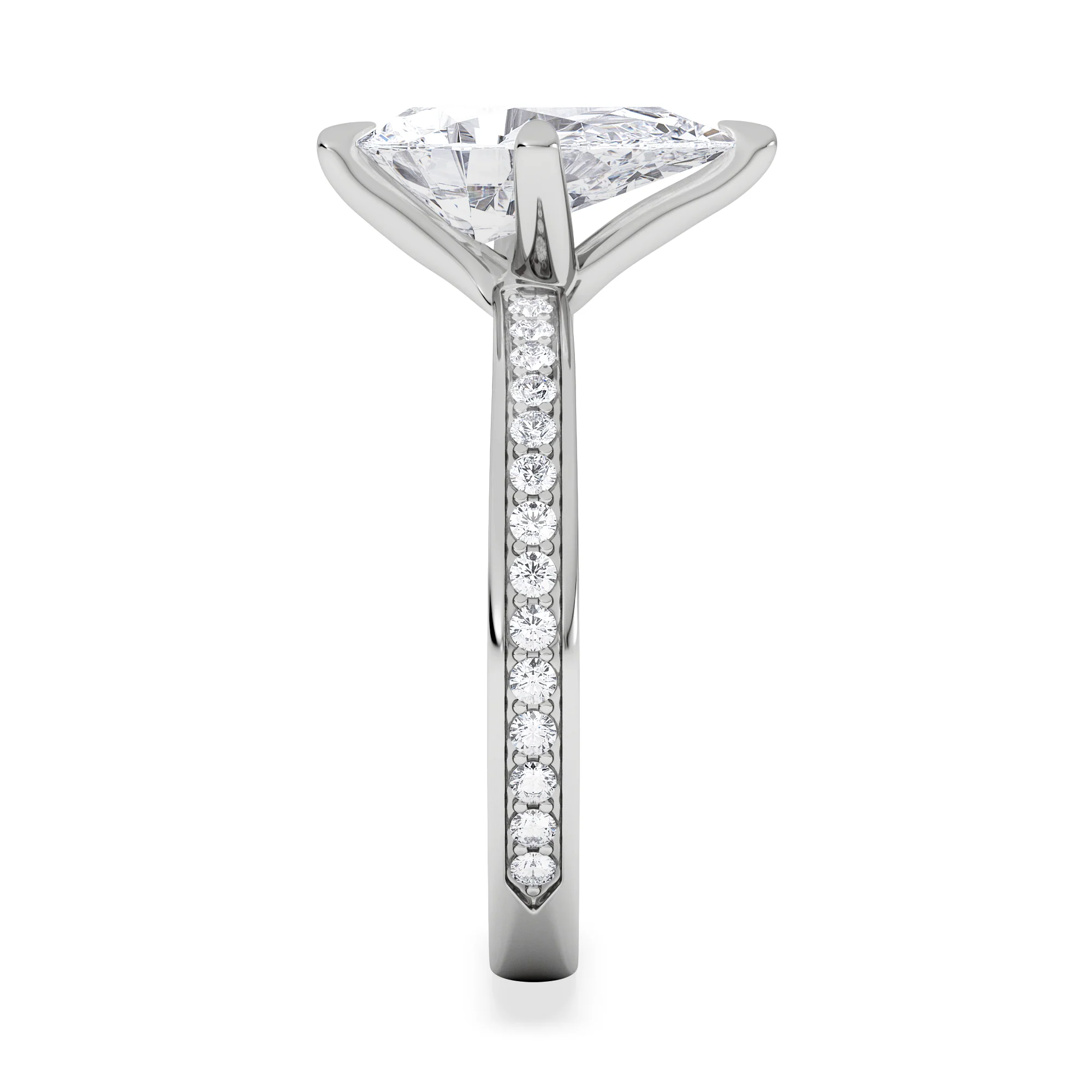Origin Twist 2.00ct Pear Cut Lab Diamond Solitaire Engagement Ring with Side Stones in Platinum - Image 5