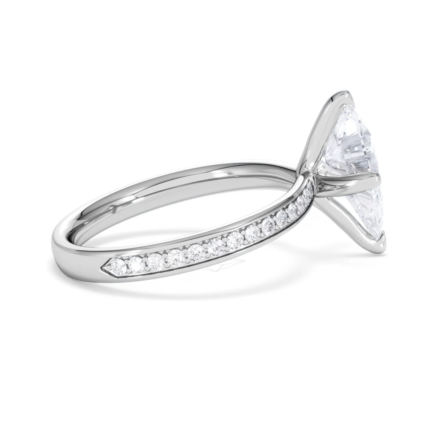 Origin Twist 2.00ct Pear Cut Lab Diamond Solitaire Engagement Ring with Side Stones in Platinum - Image 52