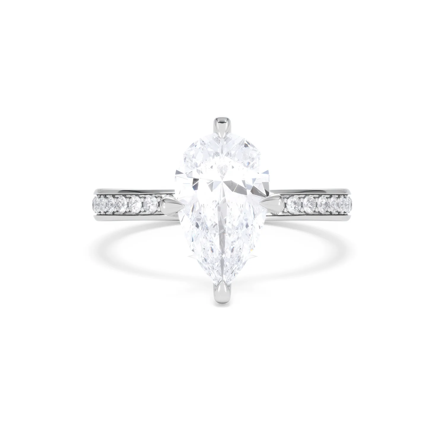 Origin Twist 2.00ct Pear Cut Lab Diamond Solitaire Engagement Ring with Side Stones in Platinum - Image 9