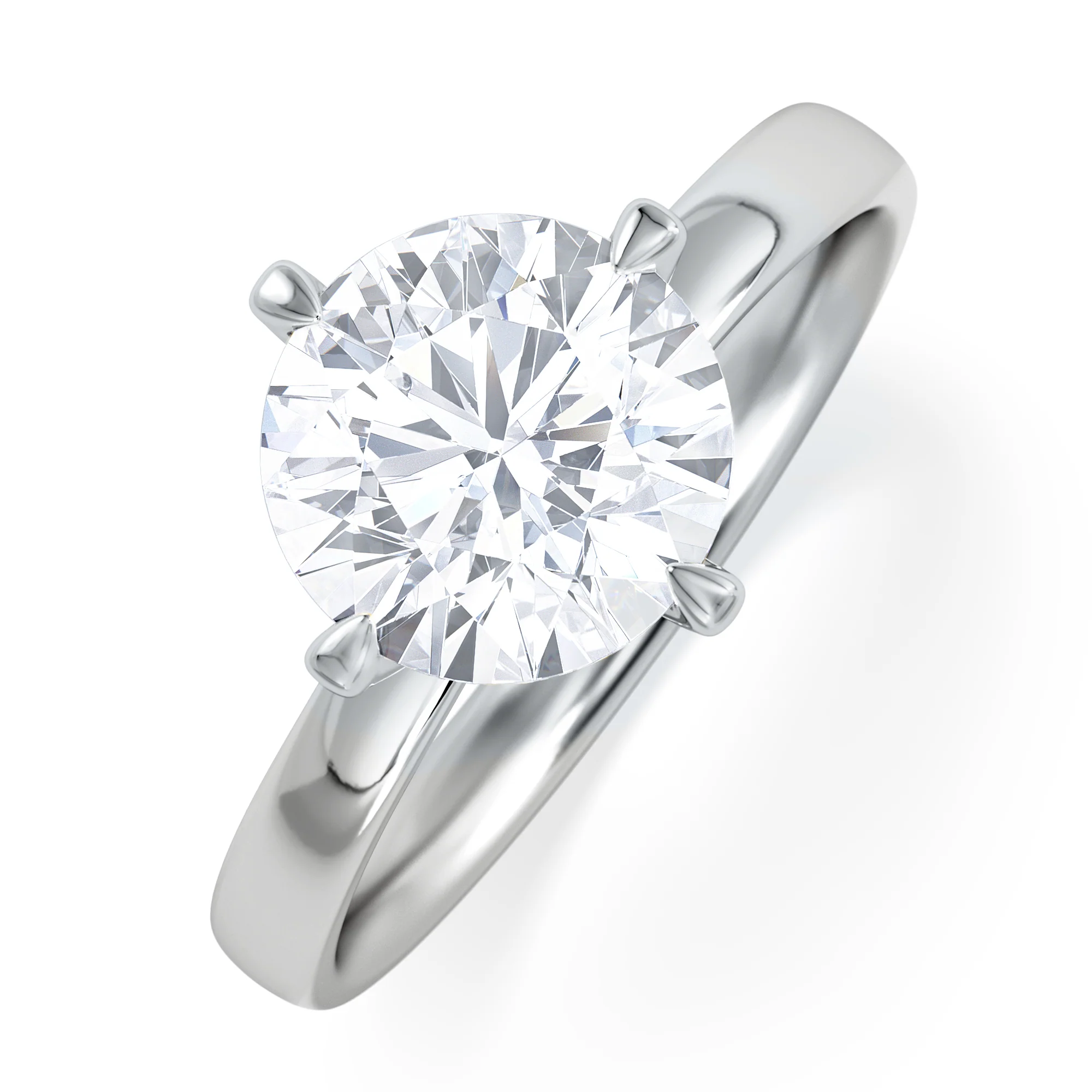 Origin Twist 2.00ct Round Cut Lab Diamond Solitaire Engagement Ring in 18K White Gold