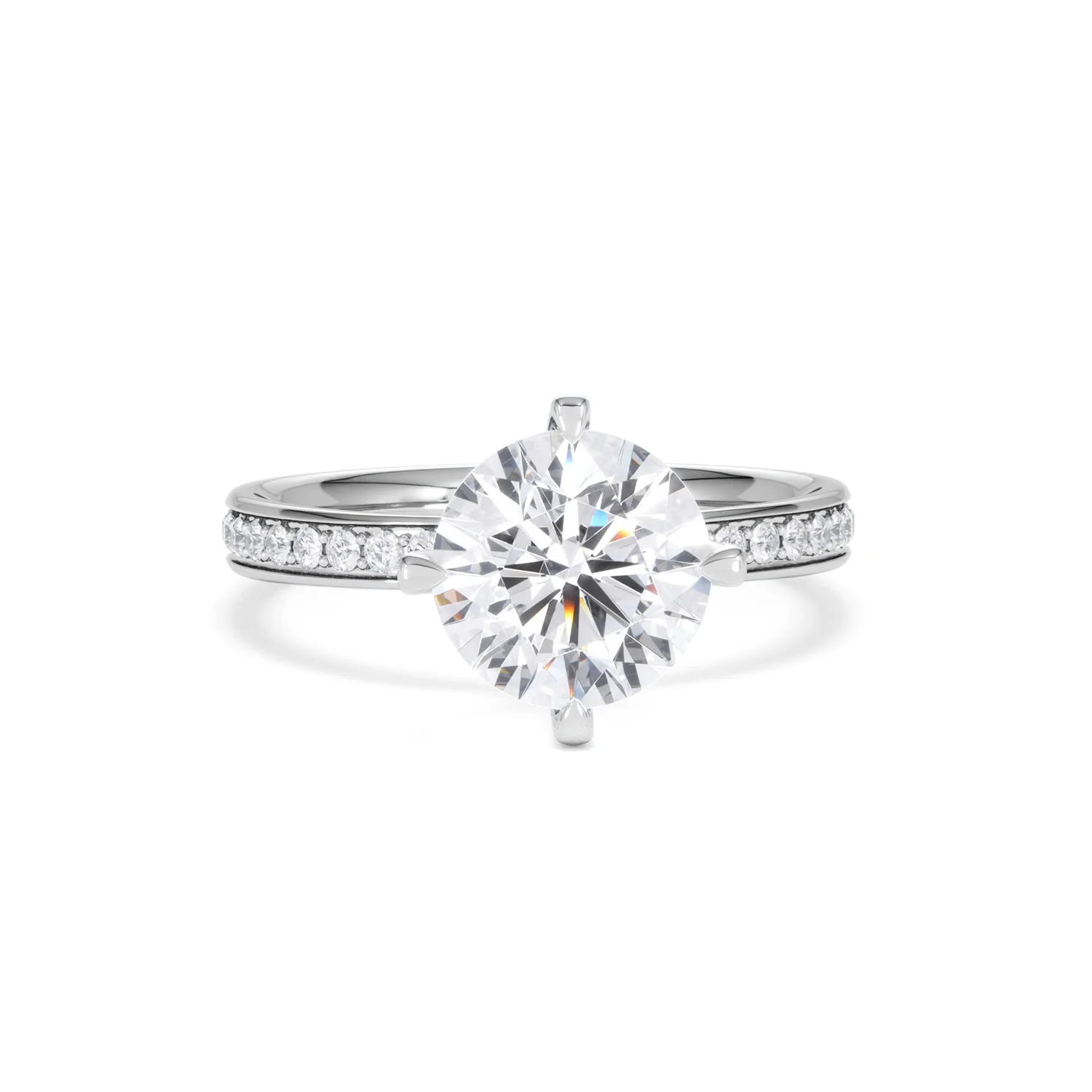 Origin Twist 2.00ct Round Cut Lab Diamond Solitaire Engagement Ring with Side Stones in 18K White Gold - Image 10