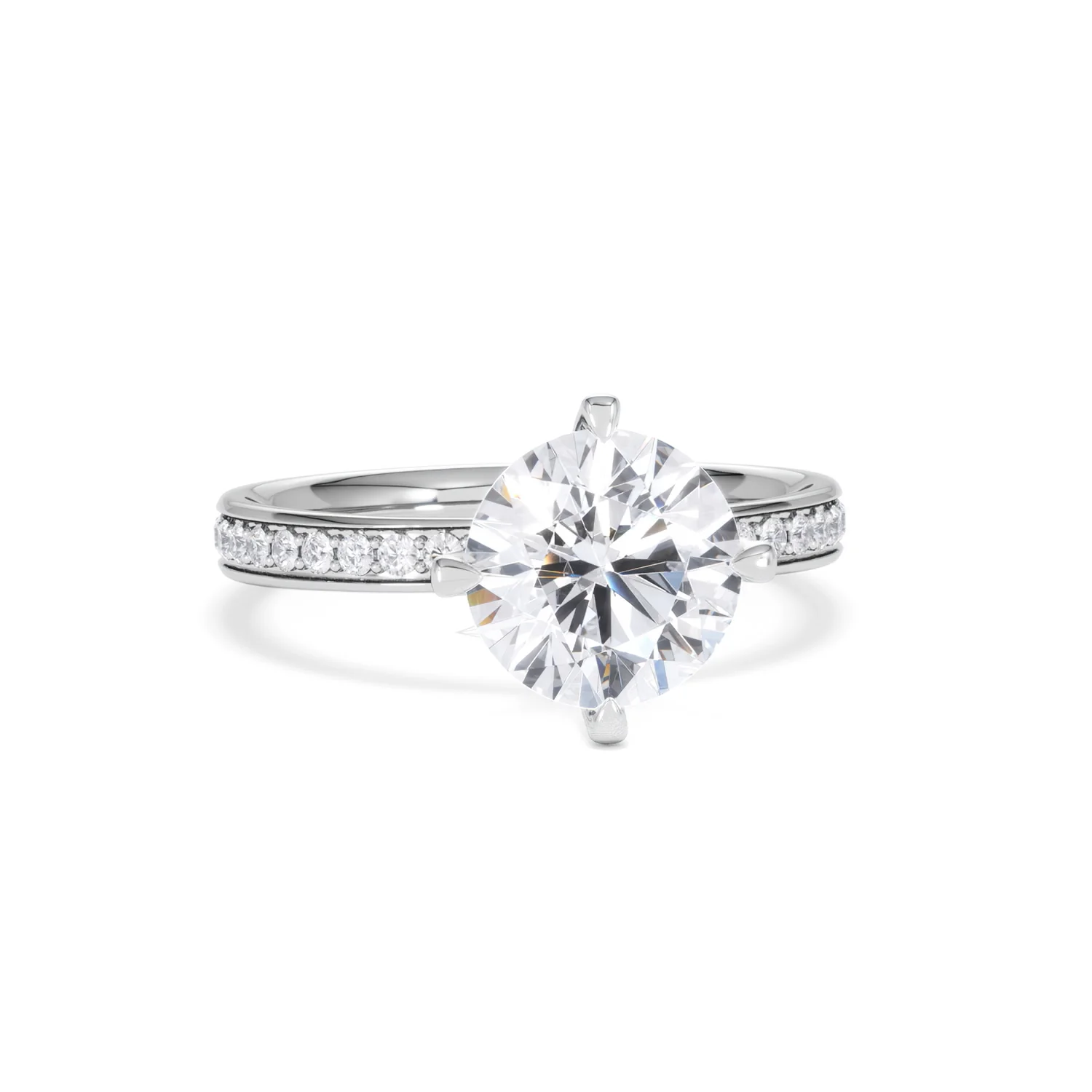 Origin Twist 2.00ct Round Cut Lab Diamond Solitaire Engagement Ring with Side Stones in 18K White Gold - Image 11