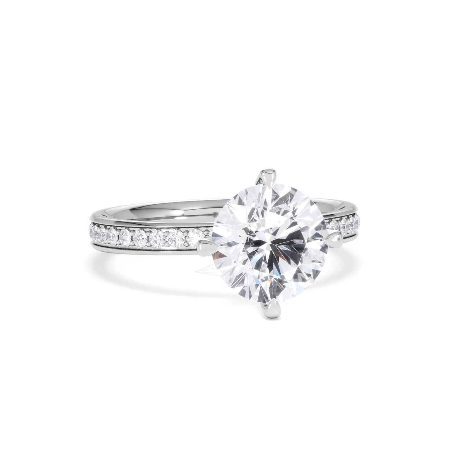 Origin Twist 2.00ct Round Cut Lab Diamond Solitaire Engagement Ring with Side Stones in 18K White Gold - Image 12