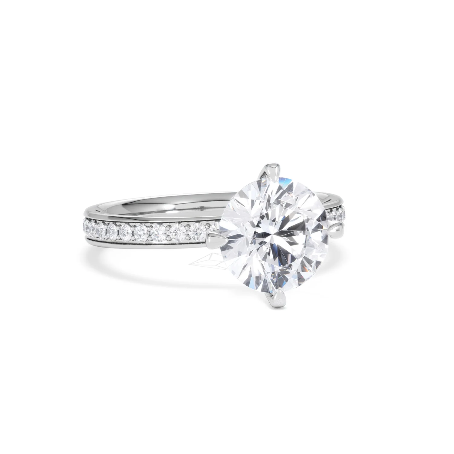 Origin Twist 2.00ct Round Cut Lab Diamond Solitaire Engagement Ring with Side Stones in 18K White Gold - Image 13