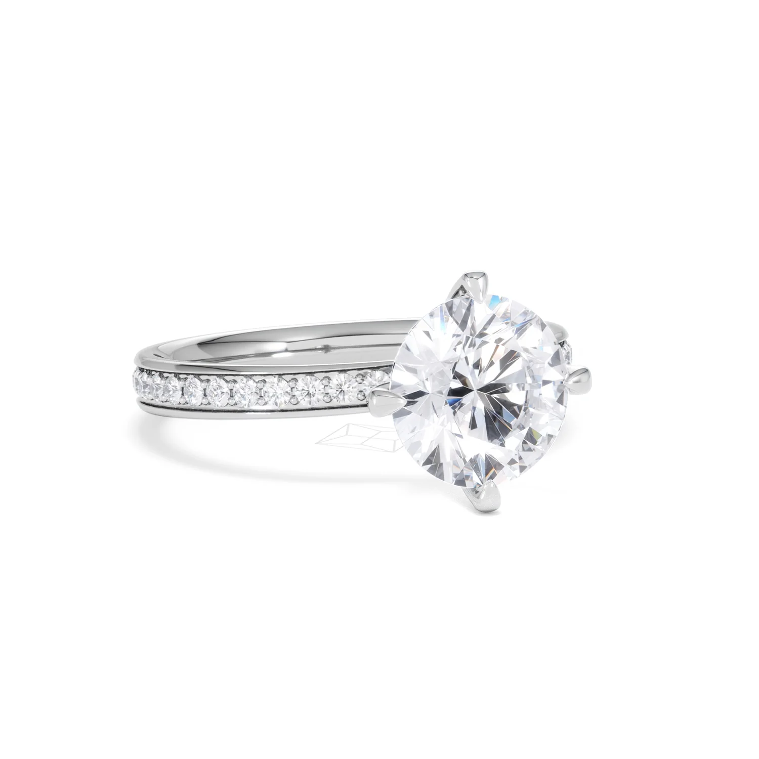 Origin Twist 2.00ct Round Cut Lab Diamond Solitaire Engagement Ring with Side Stones in 18K White Gold - Image 14