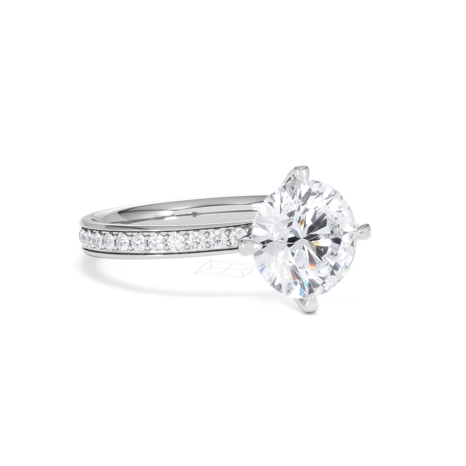 Origin Twist 2.00ct Round Cut Lab Diamond Solitaire Engagement Ring with Side Stones in 18K White Gold - Image 15