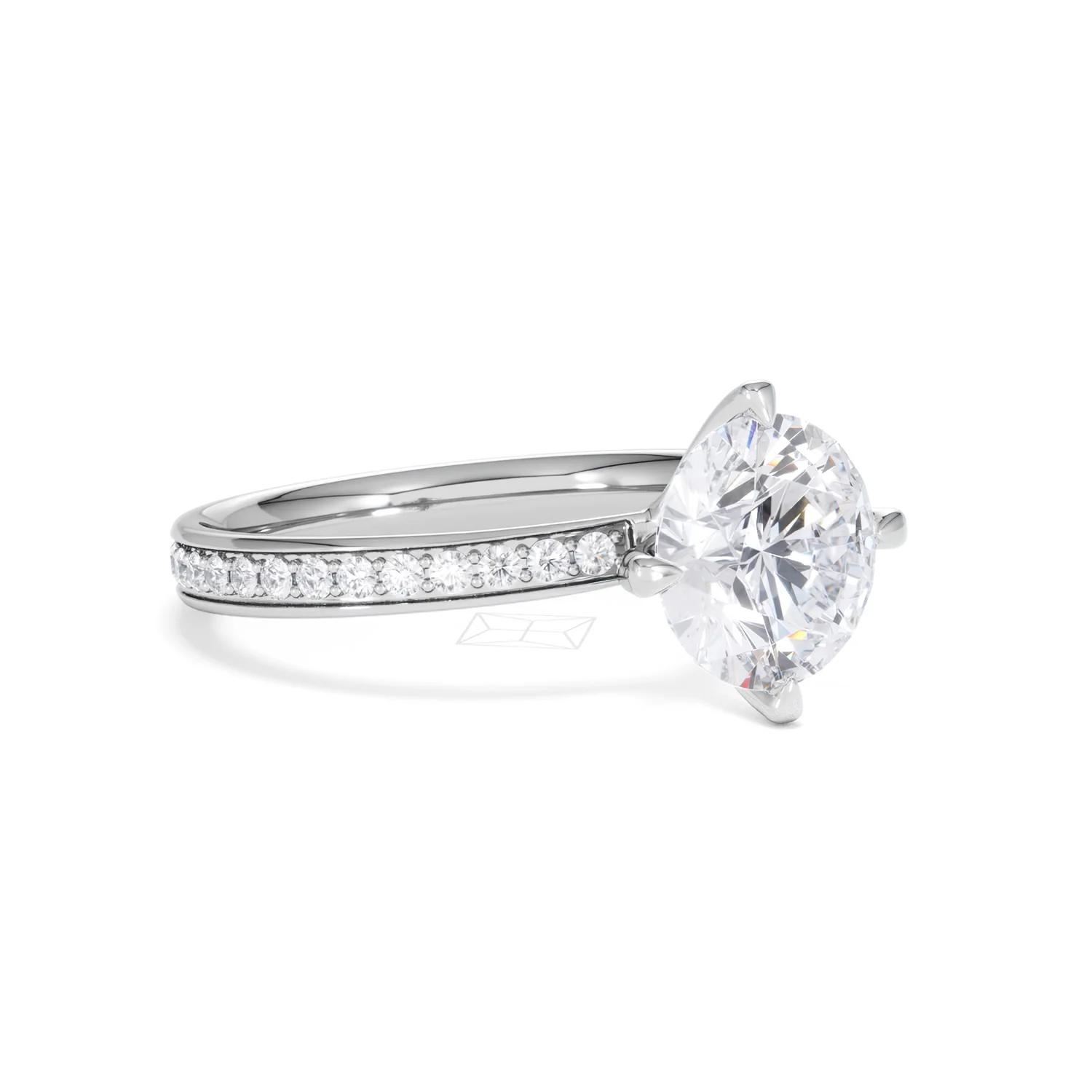 Origin Twist 2.00ct Round Cut Lab Diamond Solitaire Engagement Ring with Side Stones in 18K White Gold - Image 17