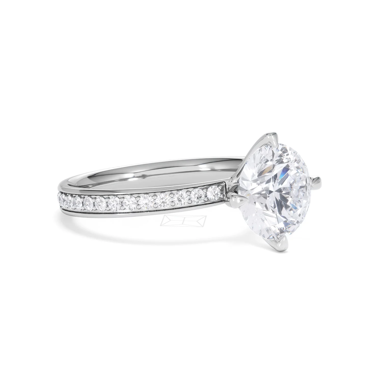 Origin Twist 2.00ct Round Cut Lab Diamond Solitaire Engagement Ring with Side Stones in 18K White Gold - Image 18