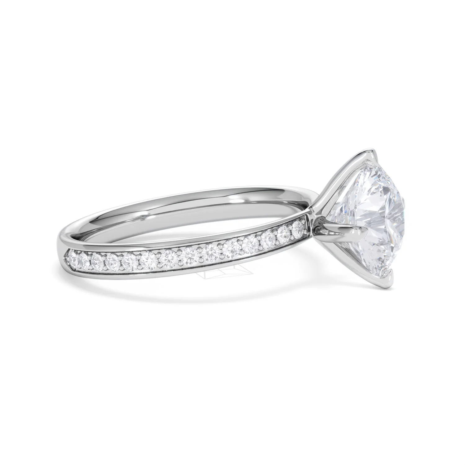 Origin Twist 2.00ct Round Cut Lab Diamond Solitaire Engagement Ring with Side Stones in 18K White Gold - Image 24