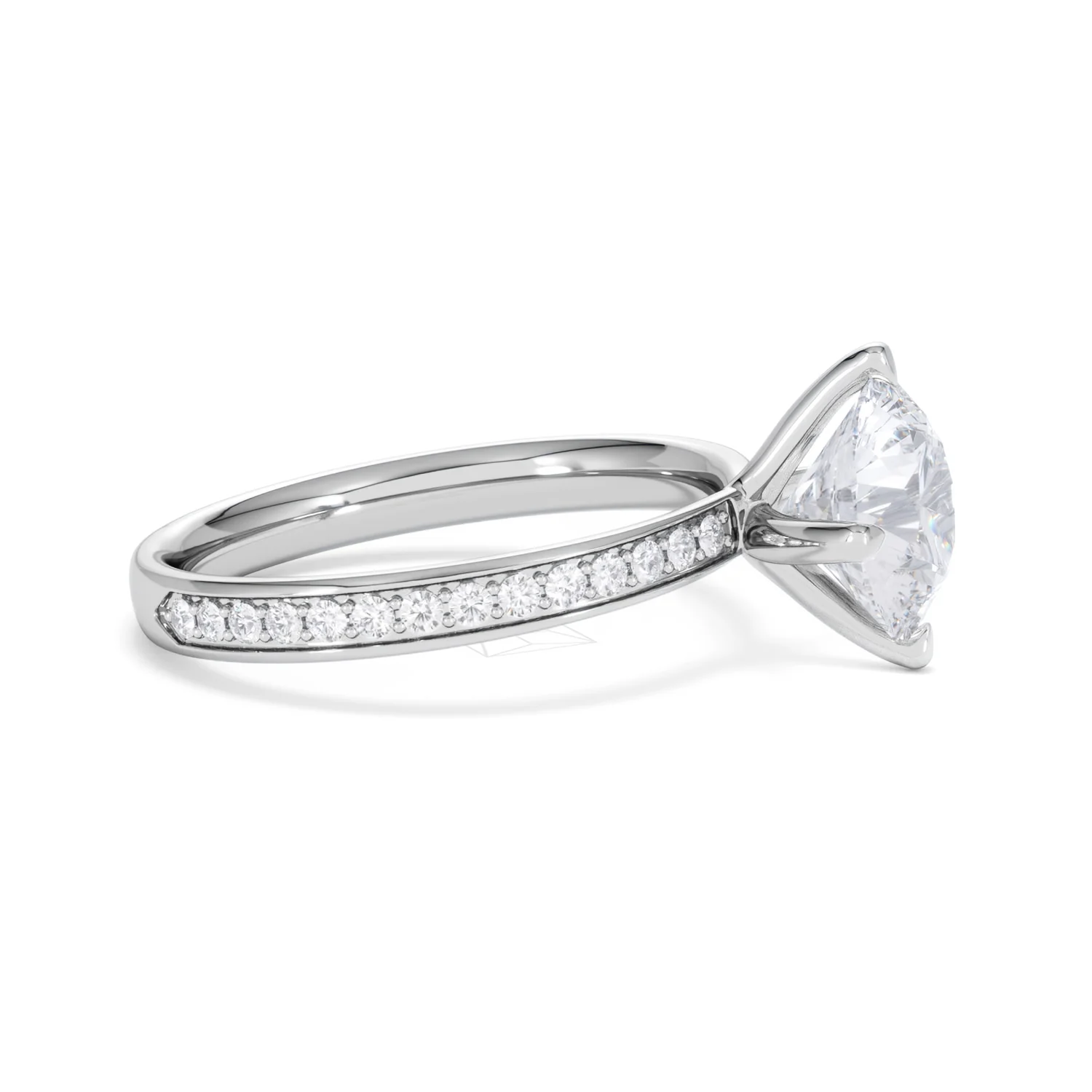 Origin Twist 2.00ct Round Cut Lab Diamond Solitaire Engagement Ring with Side Stones in 18K White Gold - Image 25