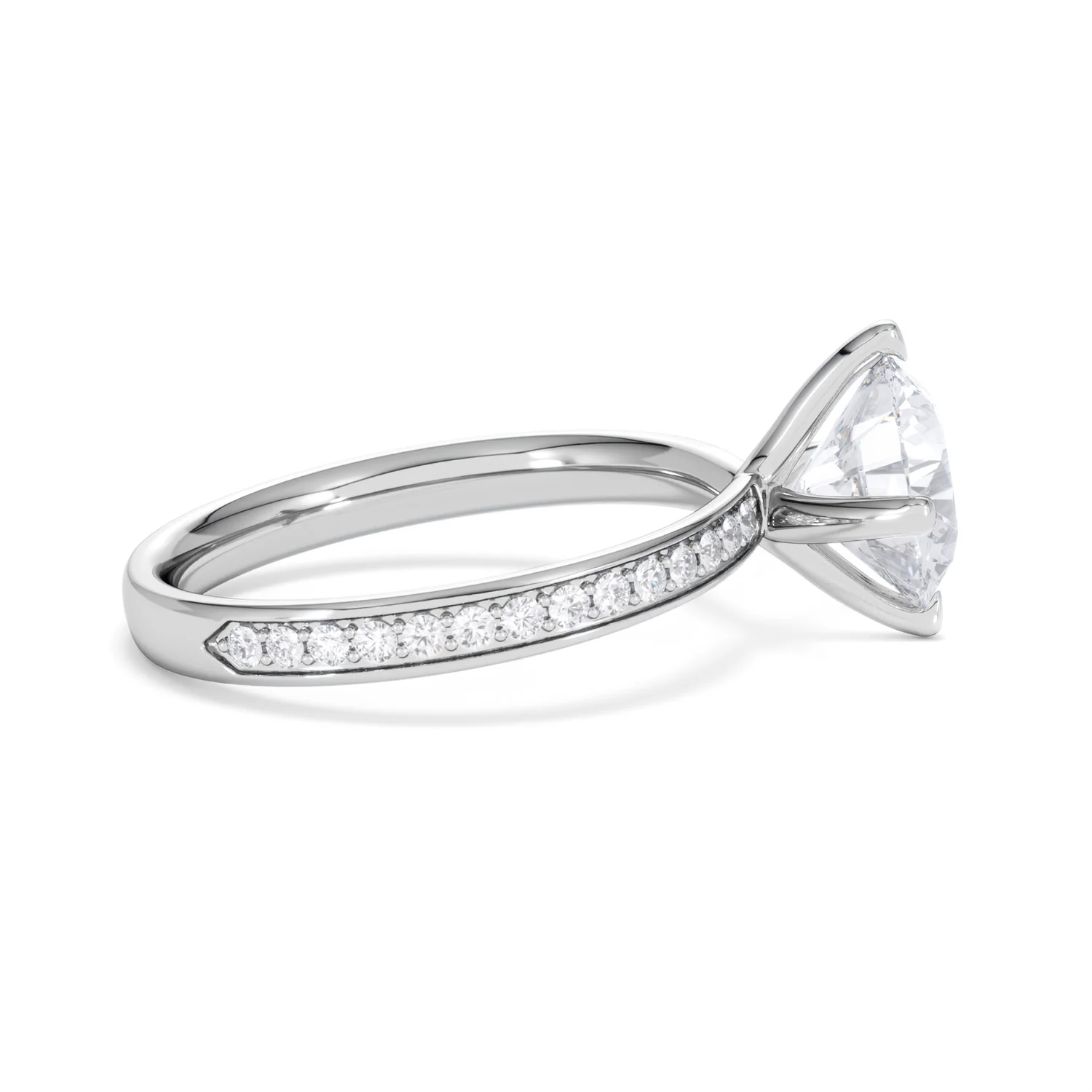 Origin Twist 2.00ct Round Cut Lab Diamond Solitaire Engagement Ring with Side Stones in 18K White Gold - Image 29
