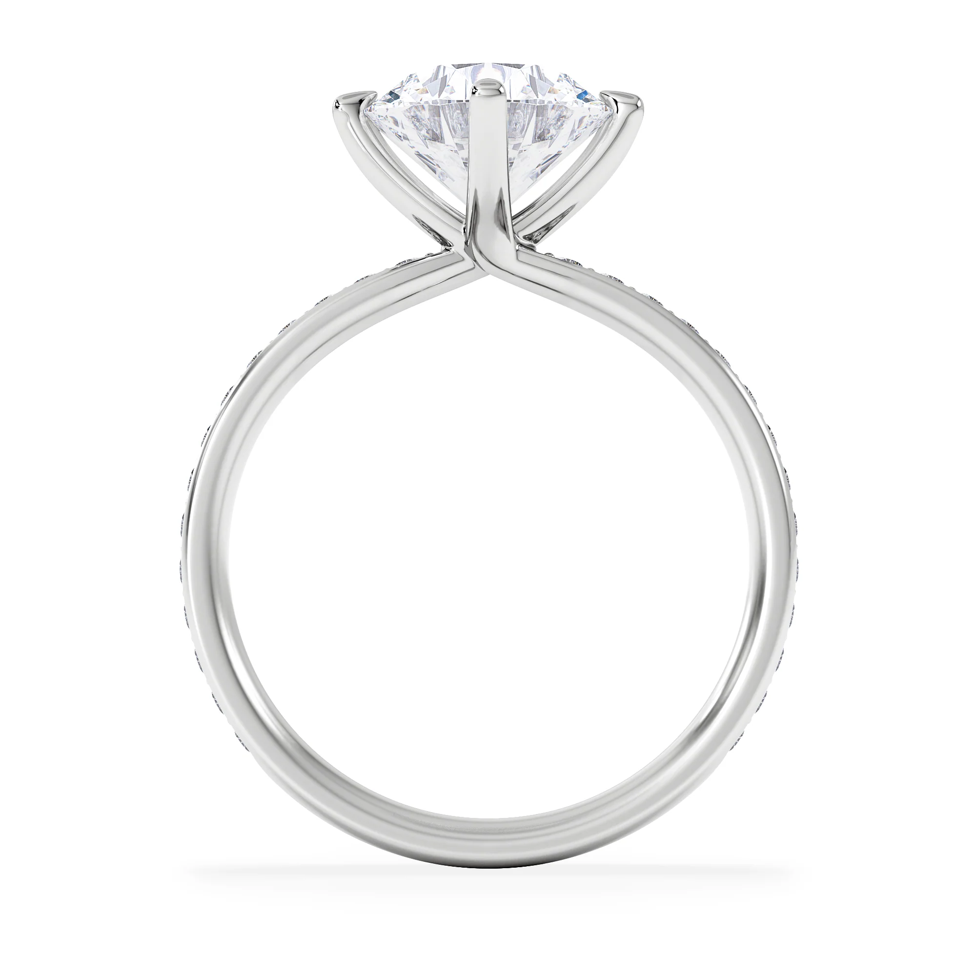 Origin Twist 2.00ct Round Cut Lab Diamond Solitaire Engagement Ring with Side Stones in 18K White Gold - Image 3