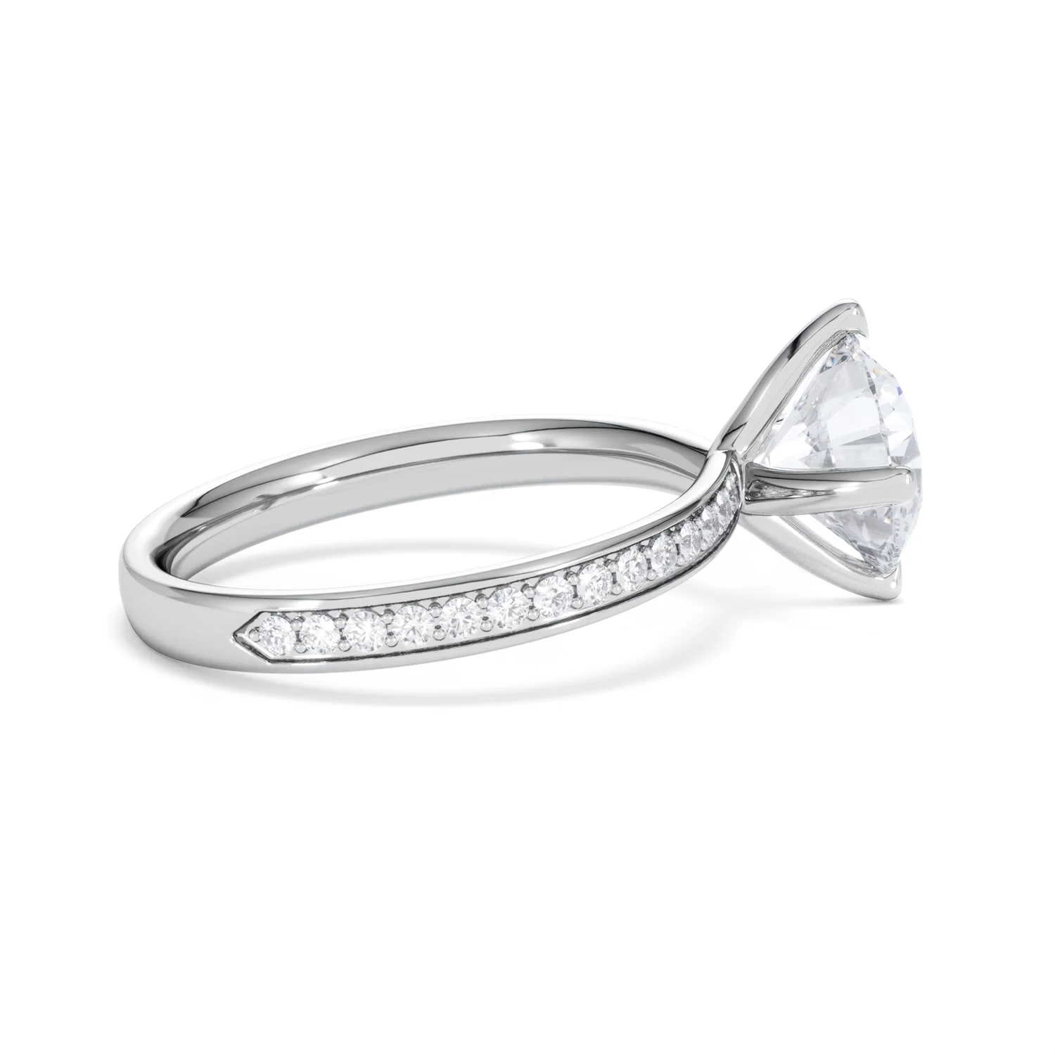 Origin Twist 2.00ct Round Cut Lab Diamond Solitaire Engagement Ring with Side Stones in 18K White Gold - Image 31
