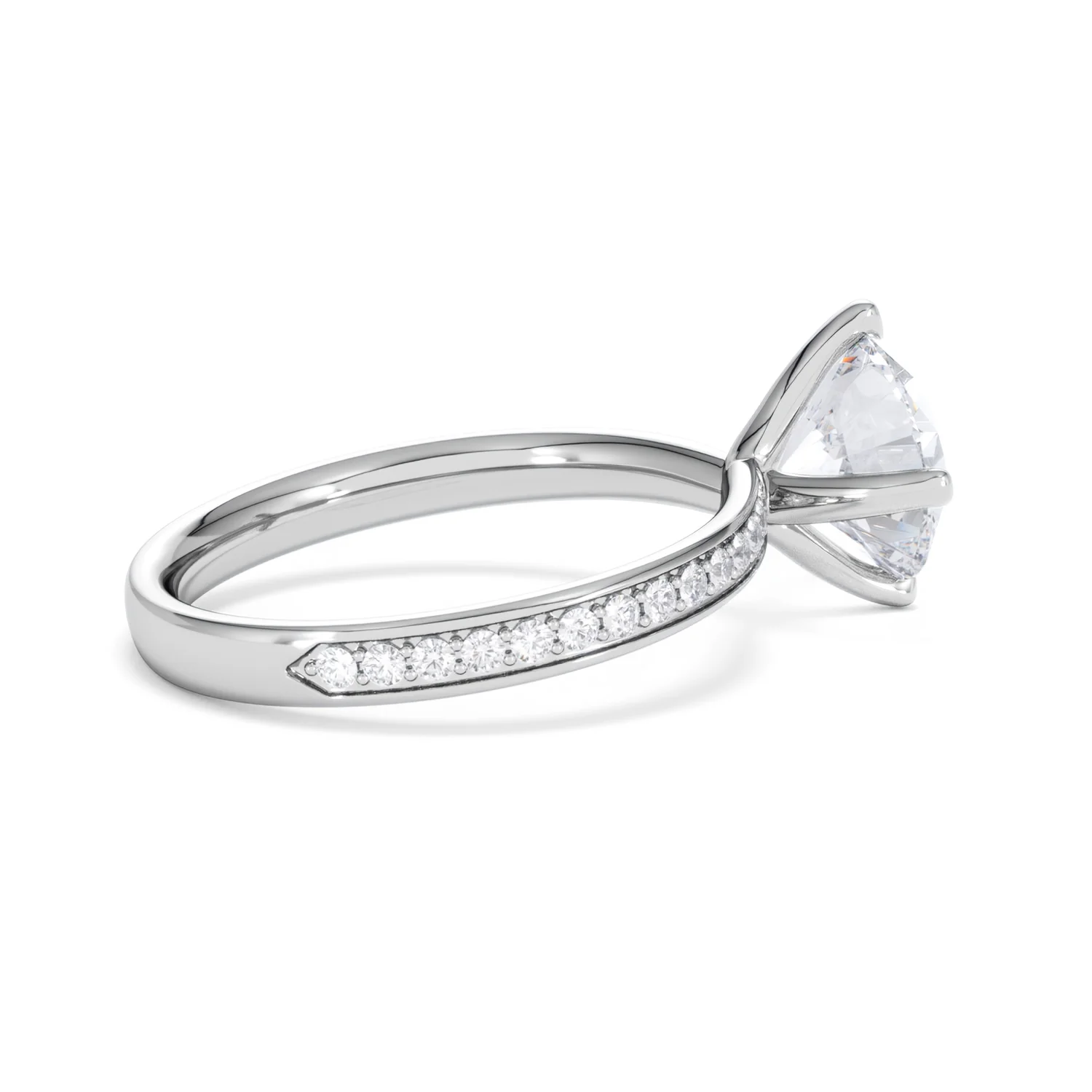 Origin Twist 2.00ct Round Cut Lab Diamond Solitaire Engagement Ring with Side Stones in 18K White Gold - Image 33