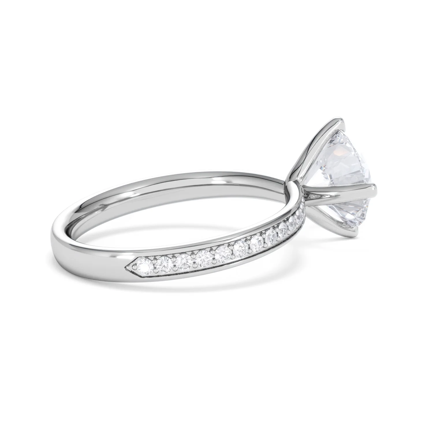 Origin Twist 2.00ct Round Cut Lab Diamond Solitaire Engagement Ring with Side Stones in 18K White Gold - Image 34