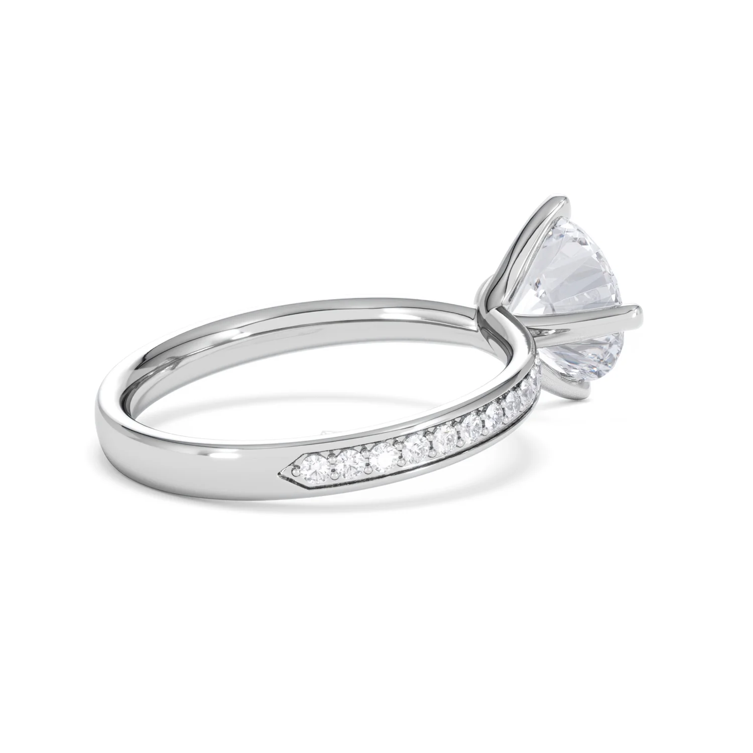 Origin Twist 2.00ct Round Cut Lab Diamond Solitaire Engagement Ring with Side Stones in 18K White Gold - Image 37